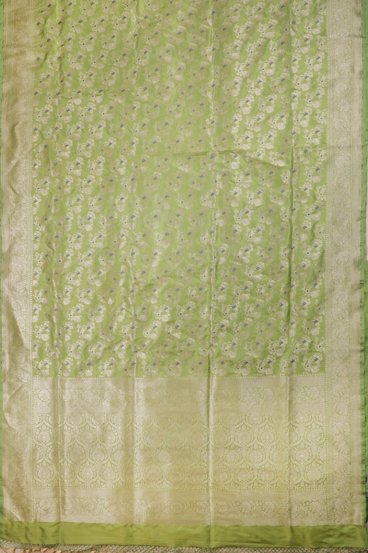 Pista Green Handloom Benarasi Katan Silk Saree