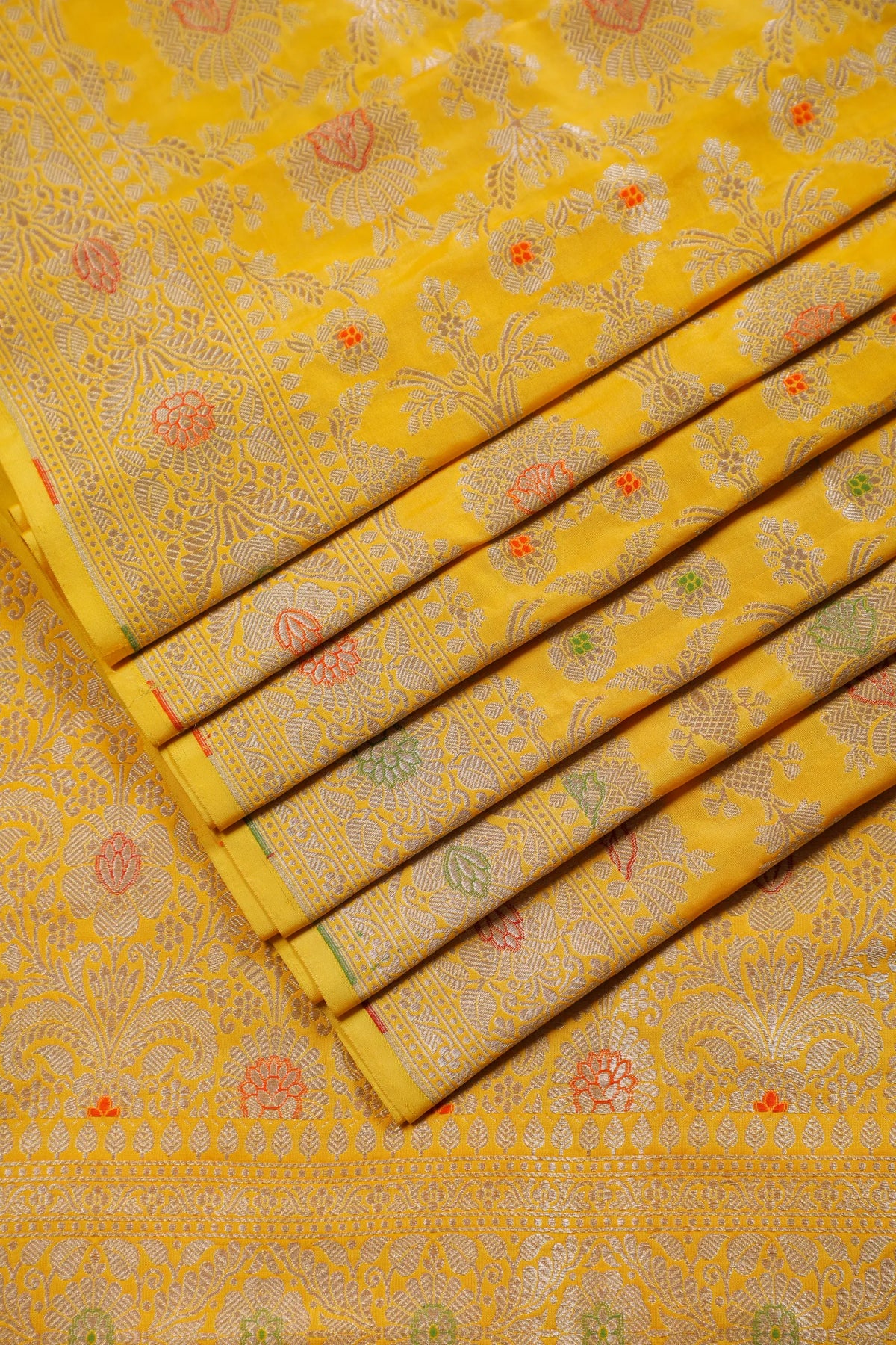 Fresh Yellow Handloom Benarasi Katan Silk Saree