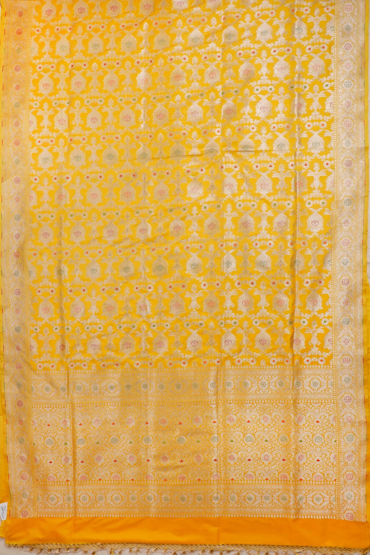 Fresh Yellow Handloom Benarasi Katan Silk Saree