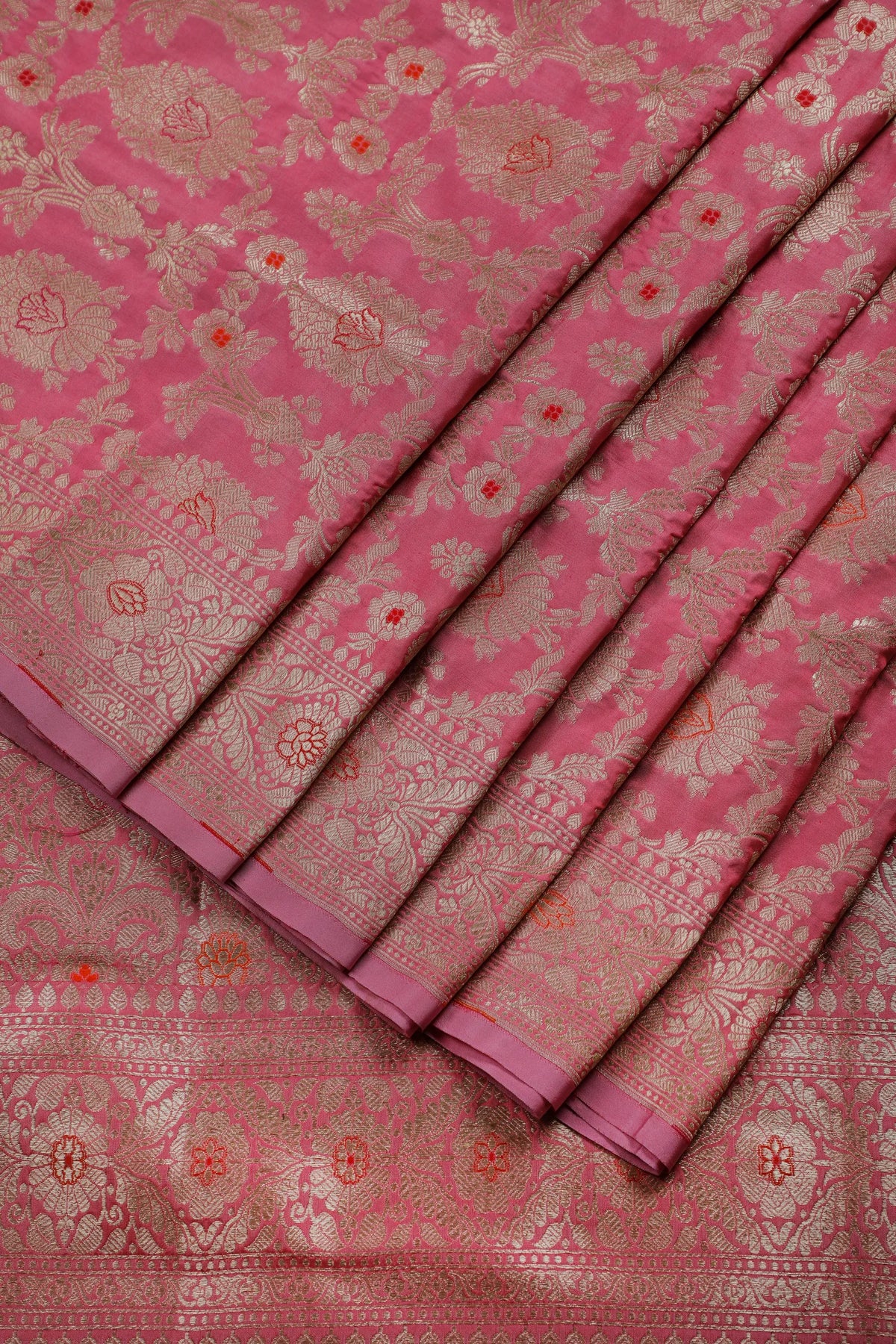Onion Pink Benarasi Katan Pure Silk Saree