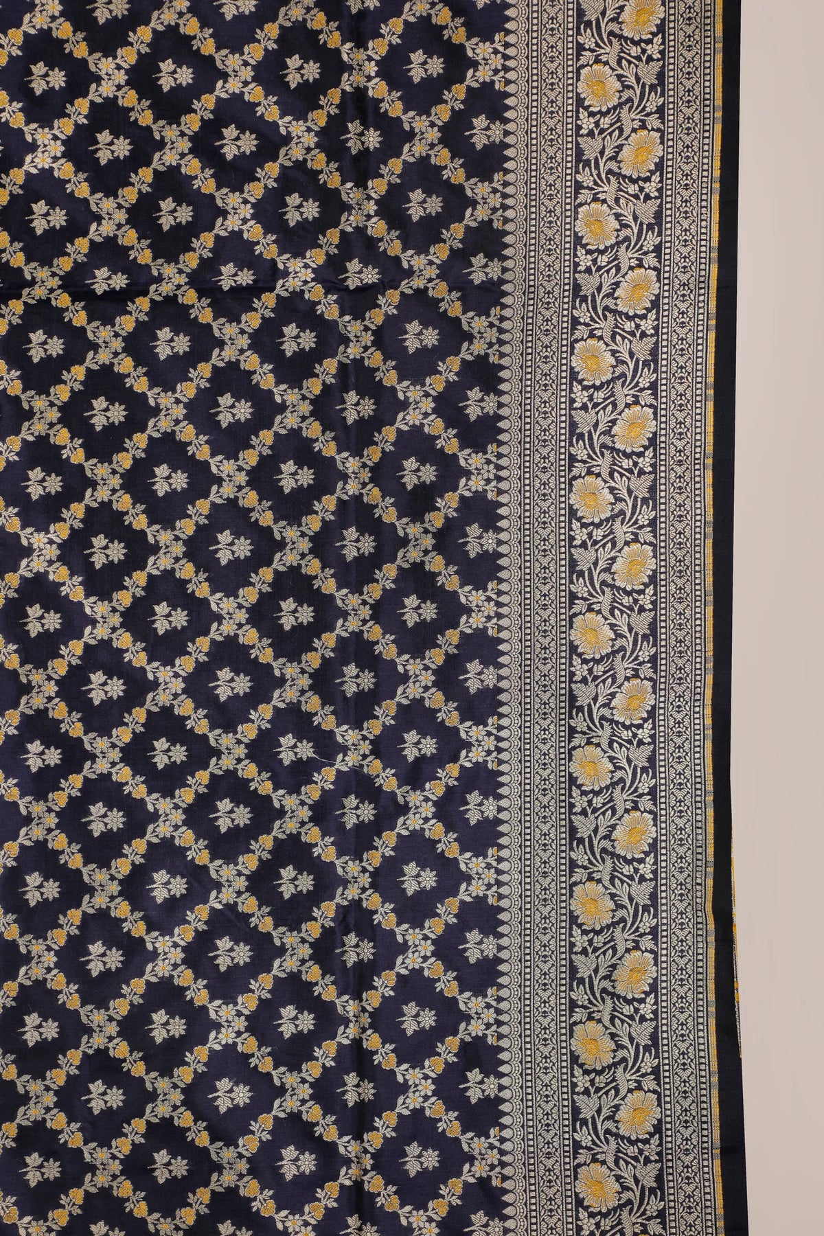 Navy Blue Handloom Benarasi Katan Silk Saree