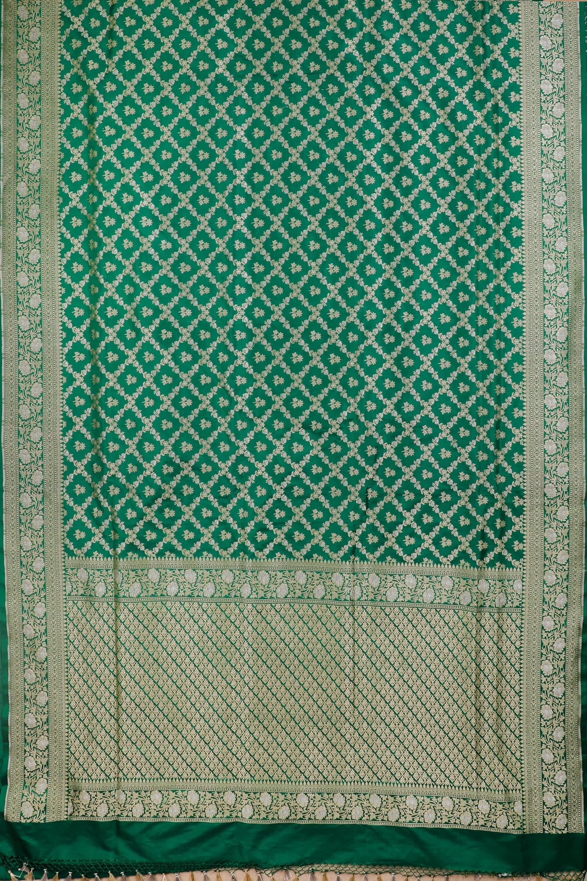 Peacock Green Handloom Benarasi Katan Silk Saree