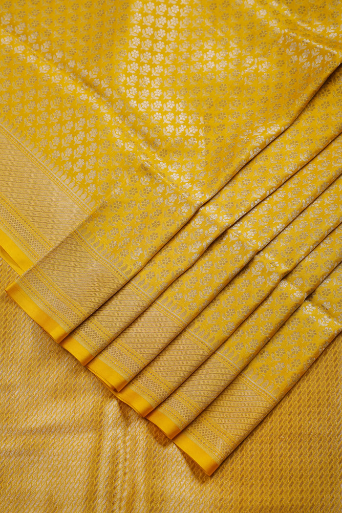 Lemon Yellow Benarasi Katan Pure Silk Saree