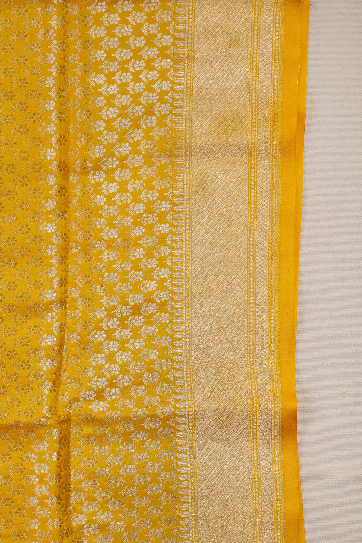 Lemon Yellow Benarasi Katan Pure Silk Saree