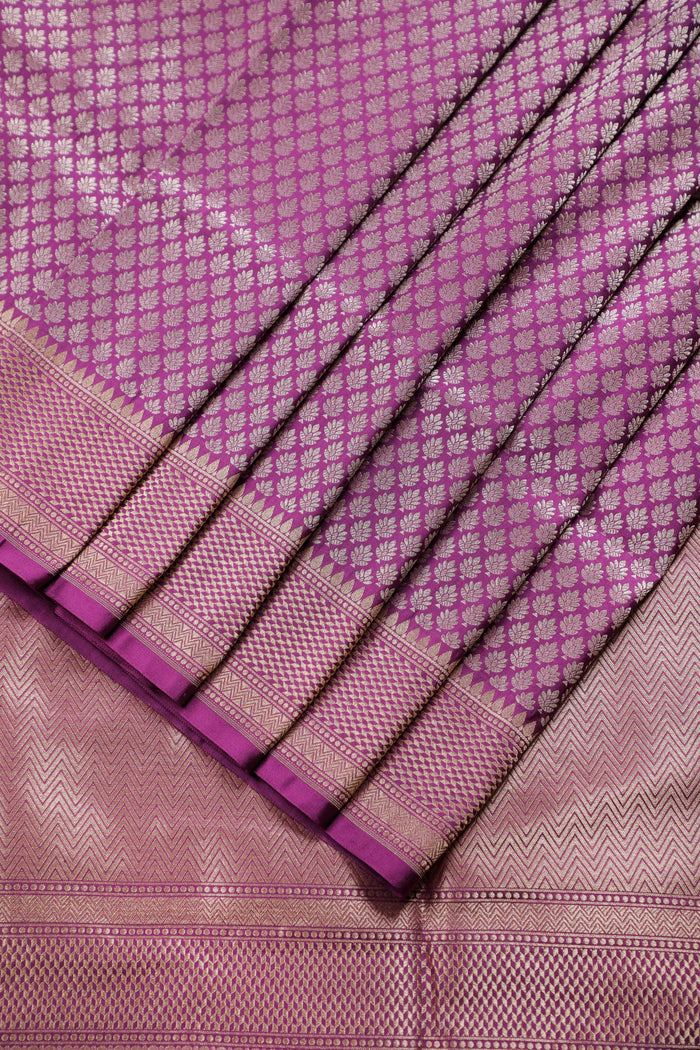 Purple Benarasi Katan Pure Silk Handloom Saree