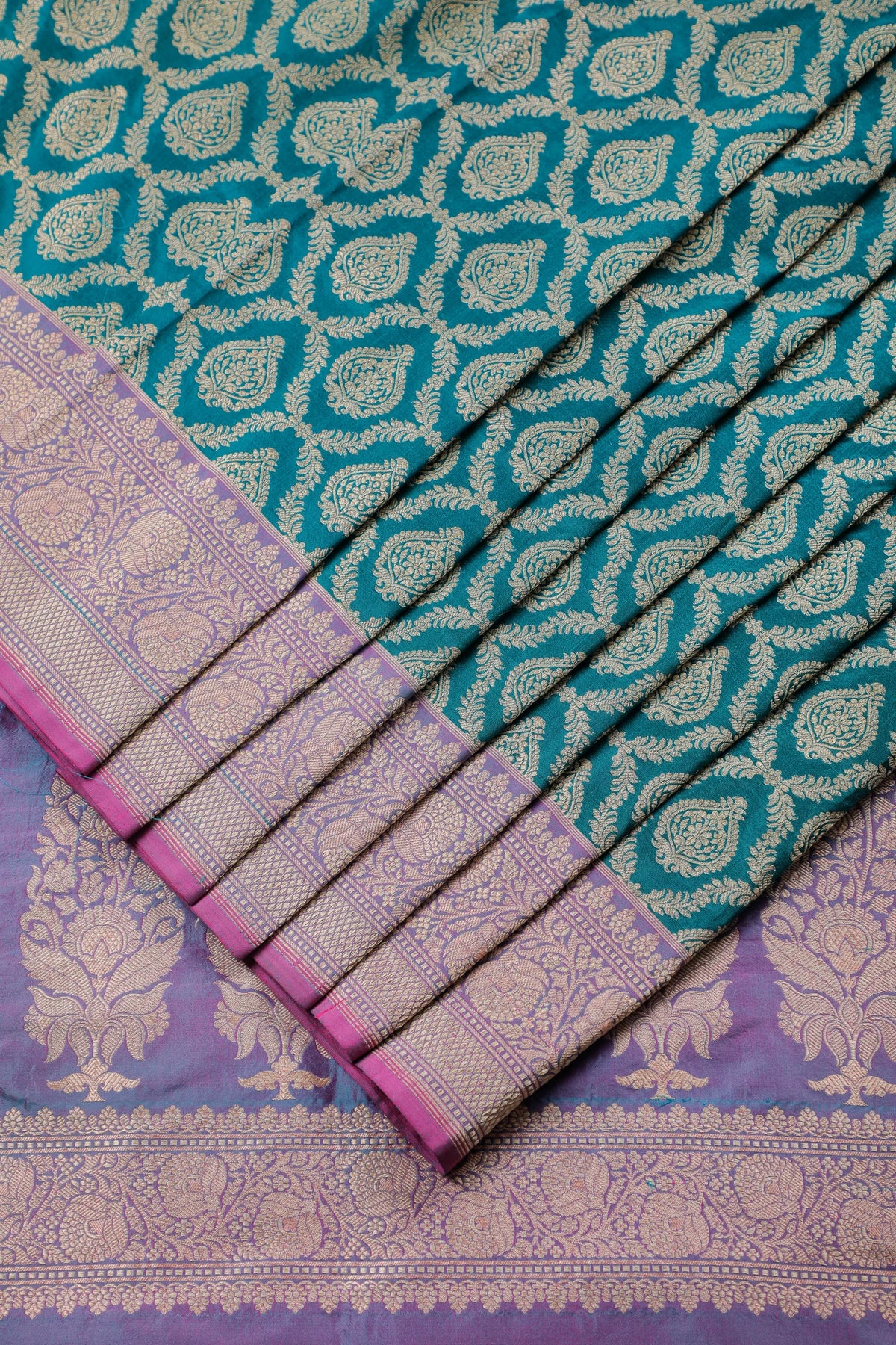 Peacock Blue Handloom Benarasi Katan Silk Saree