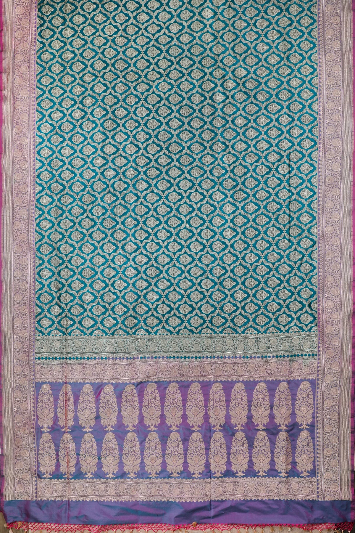 Peacock Blue Handloom Benarasi Katan Silk Saree