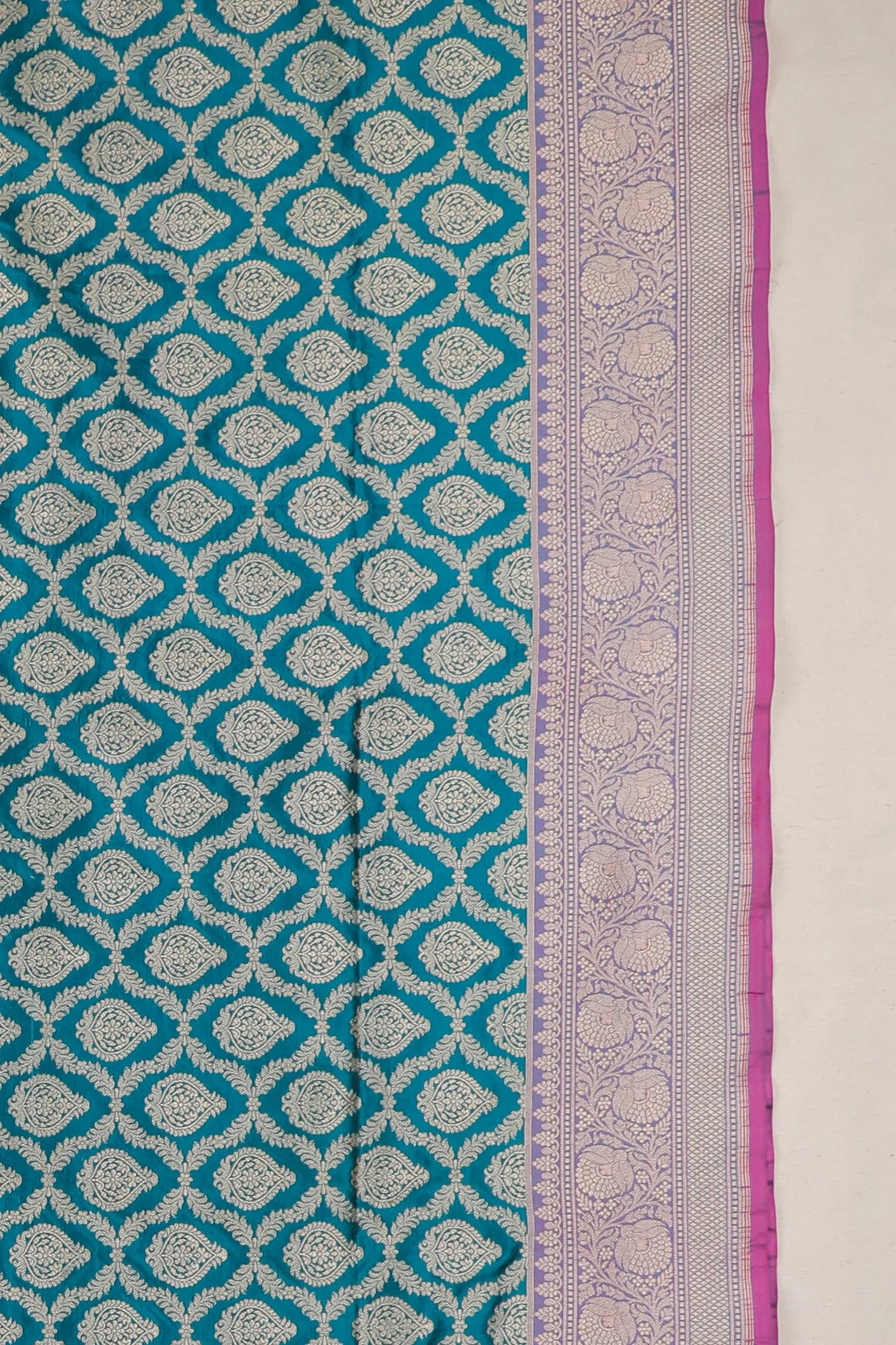 Peacock Blue Handloom Benarasi Katan Silk Saree