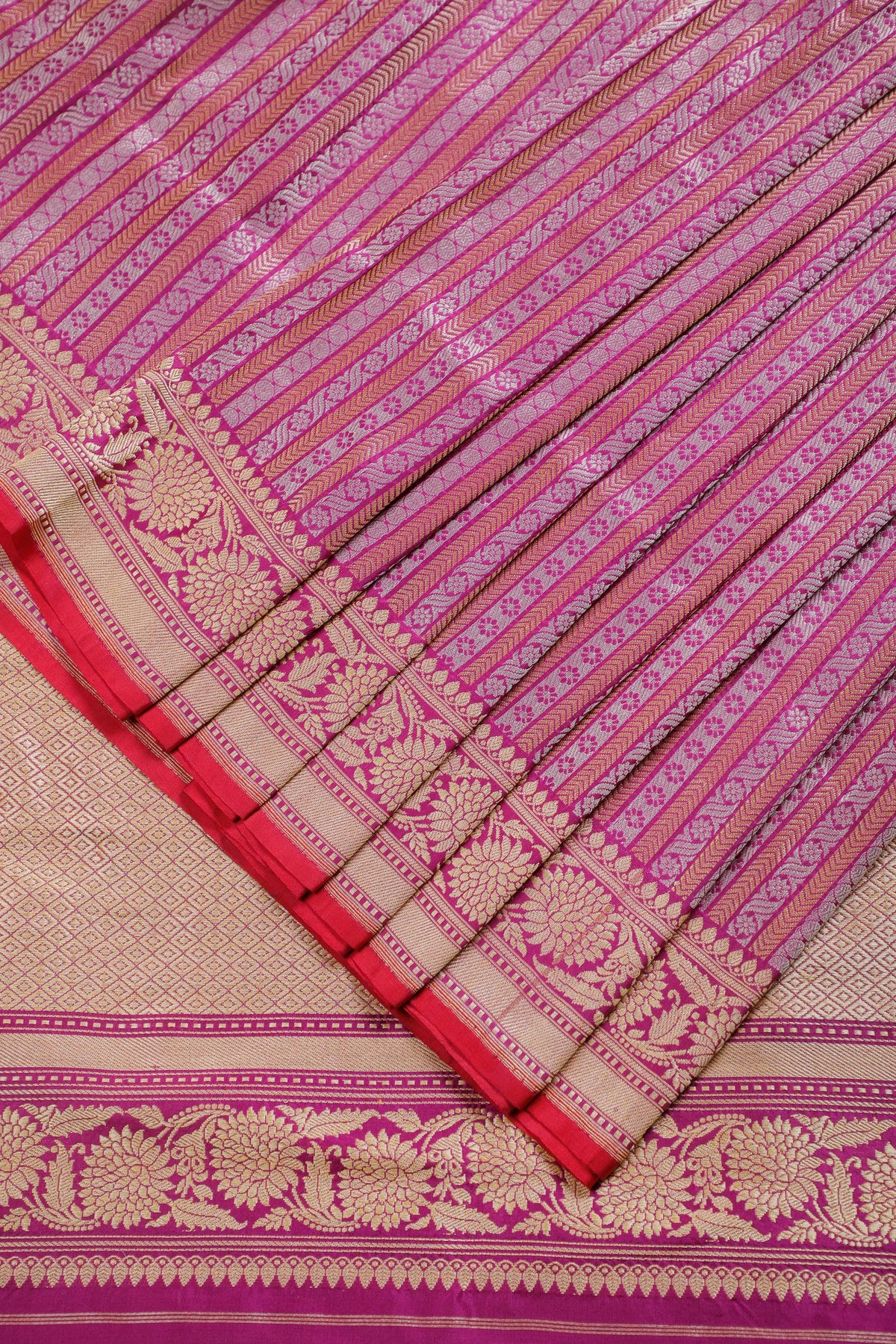 Striped Handloom Benarasi Katan Silk Saree