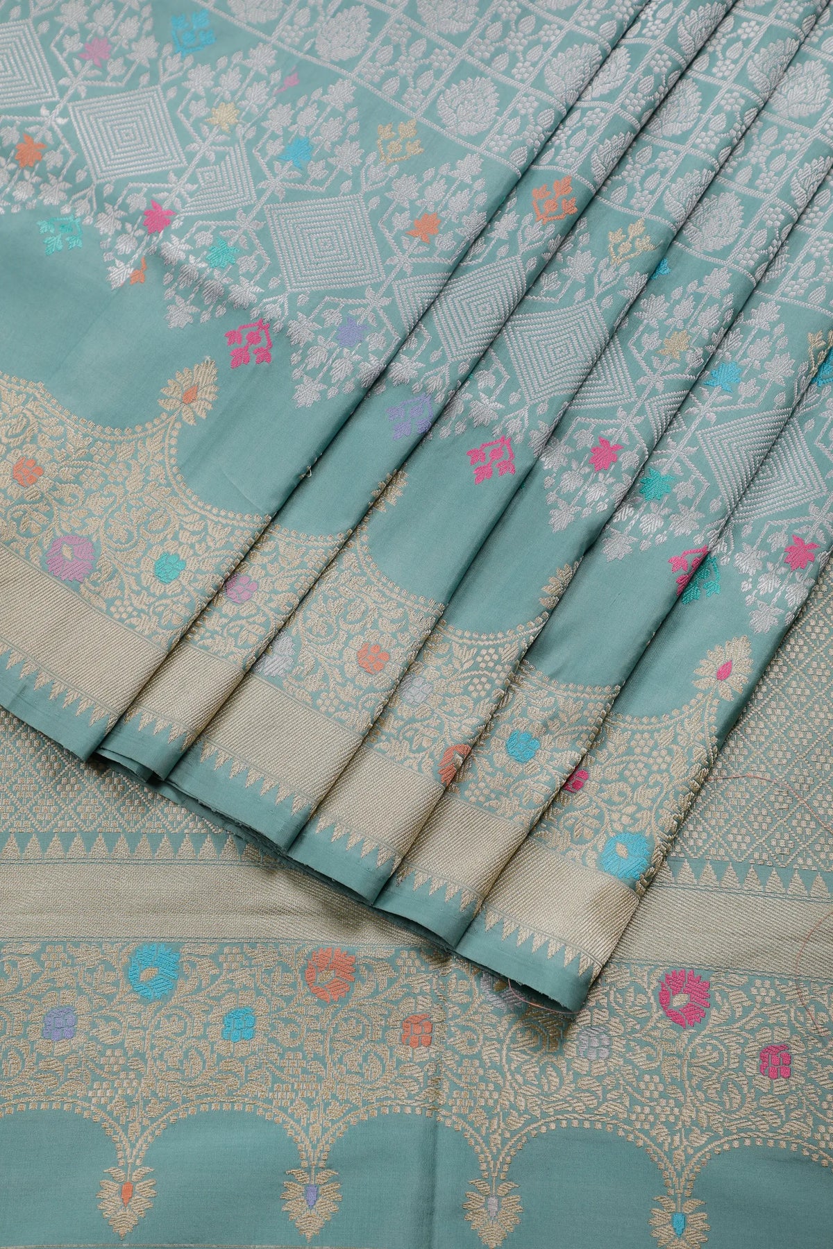 Pastel Blue Benarasi Katan Pure Silk Saree