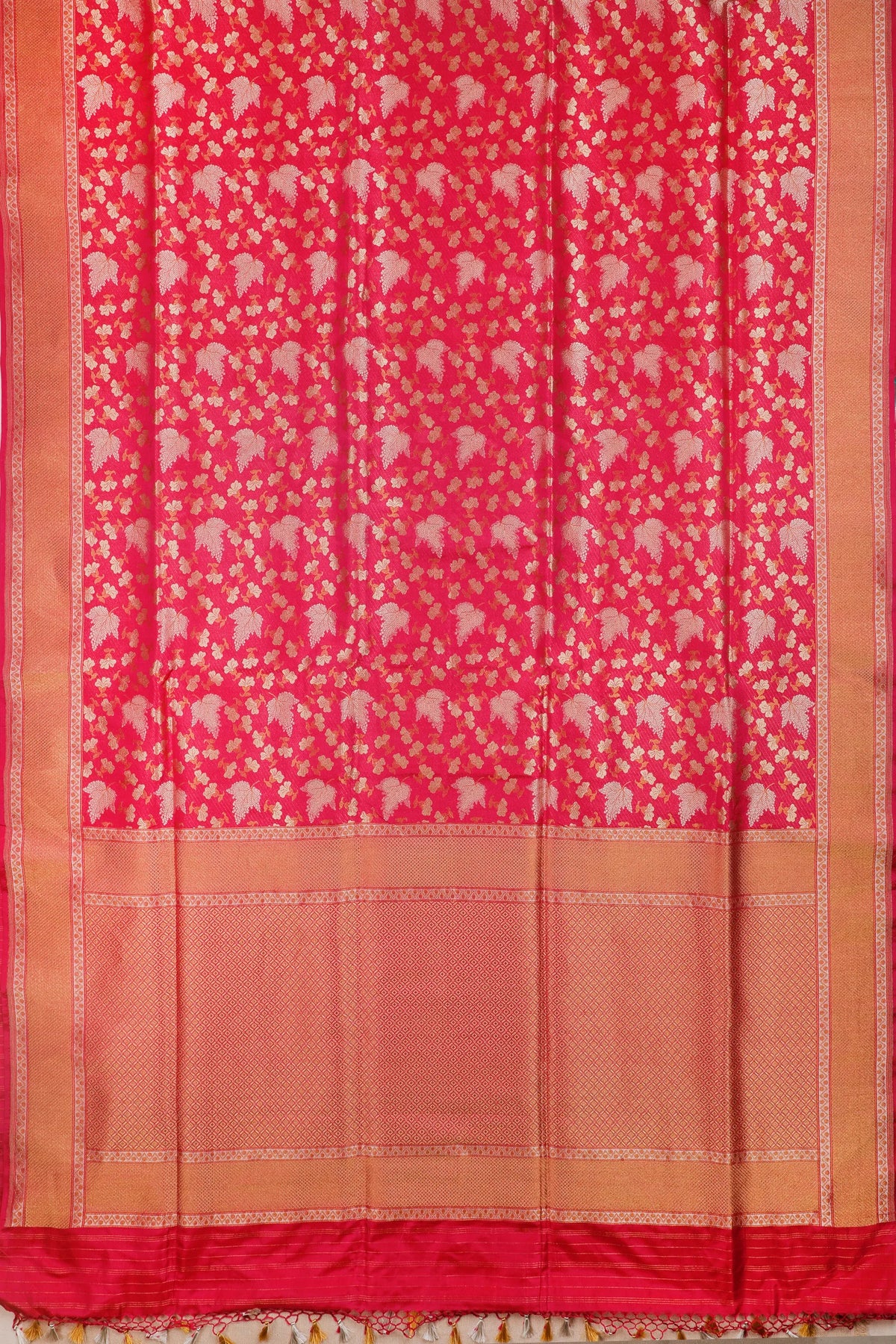 Raani Pink Benarasi Katan Pure Silk Saree