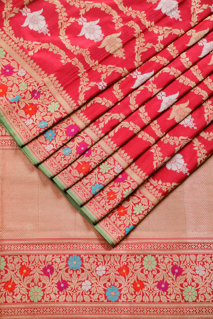 Wine Handloom Benarasi Katan Silk Saree