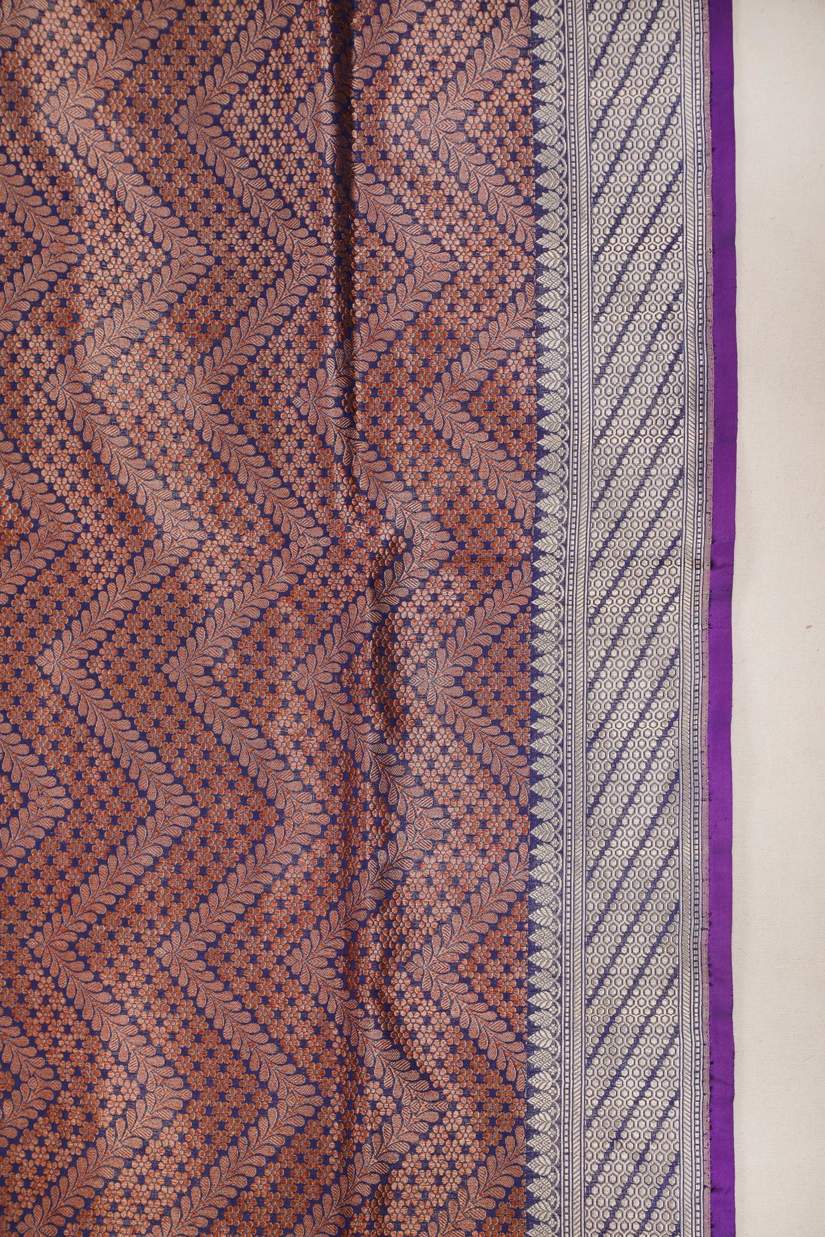 Ink Blue Handloom Pure Silk Benarasi Saree in Kadhua Weave