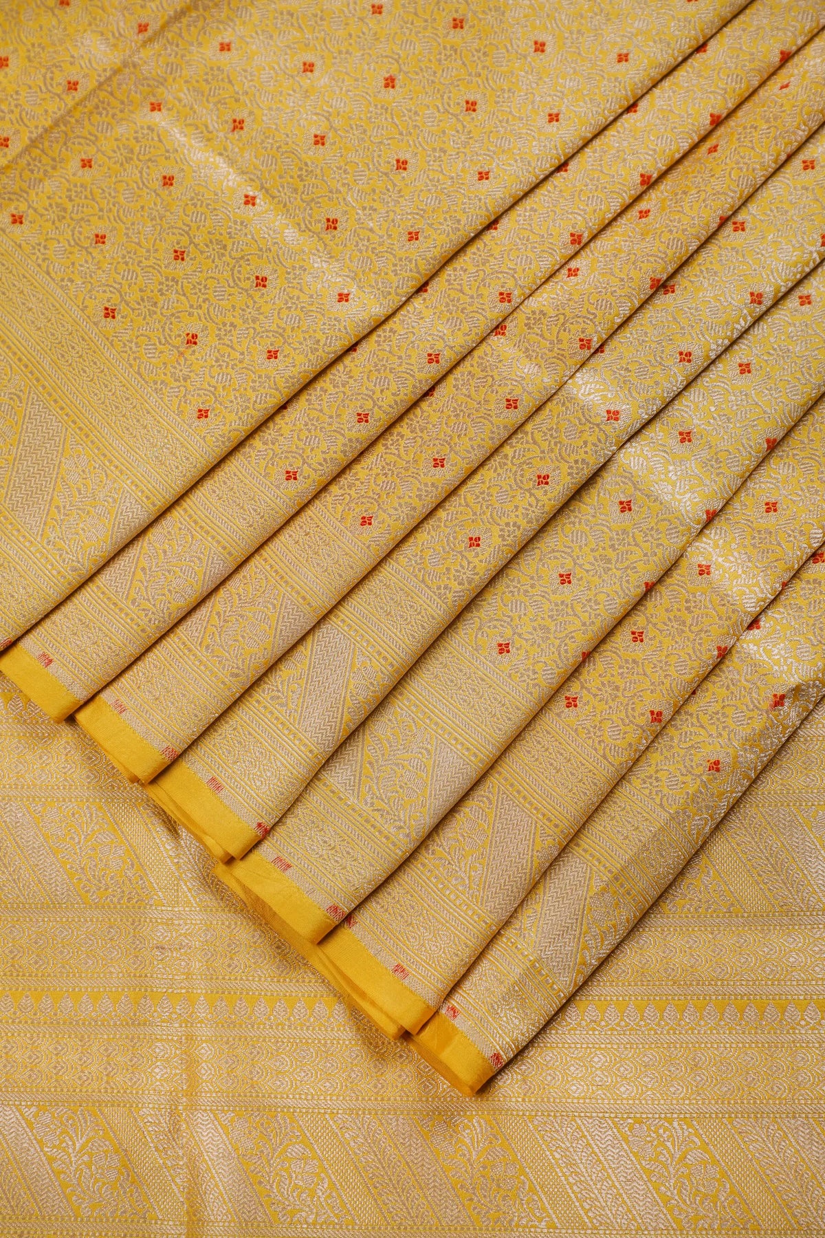 Lemon Yellow Handloom Benarasi Katan Silk Saree