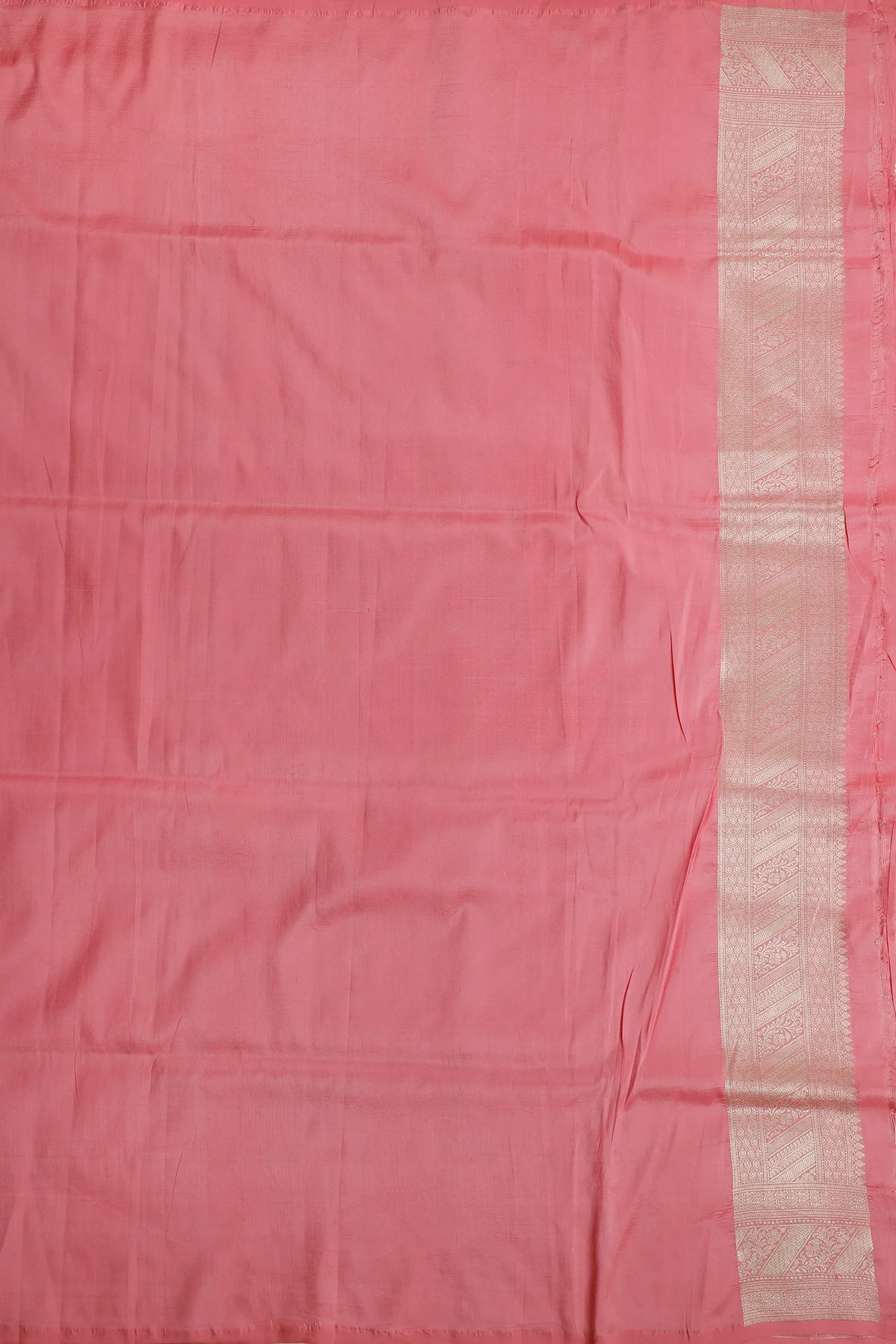 Baby Pink Handloom Benarasi Katan Silk Saree with Red Meenakari Work
