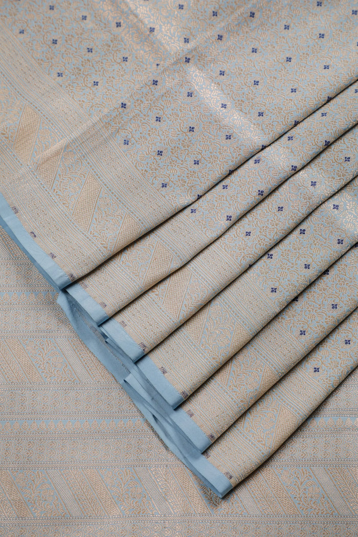 Navy Blue Handloom Benarasi Katan Silk Saree