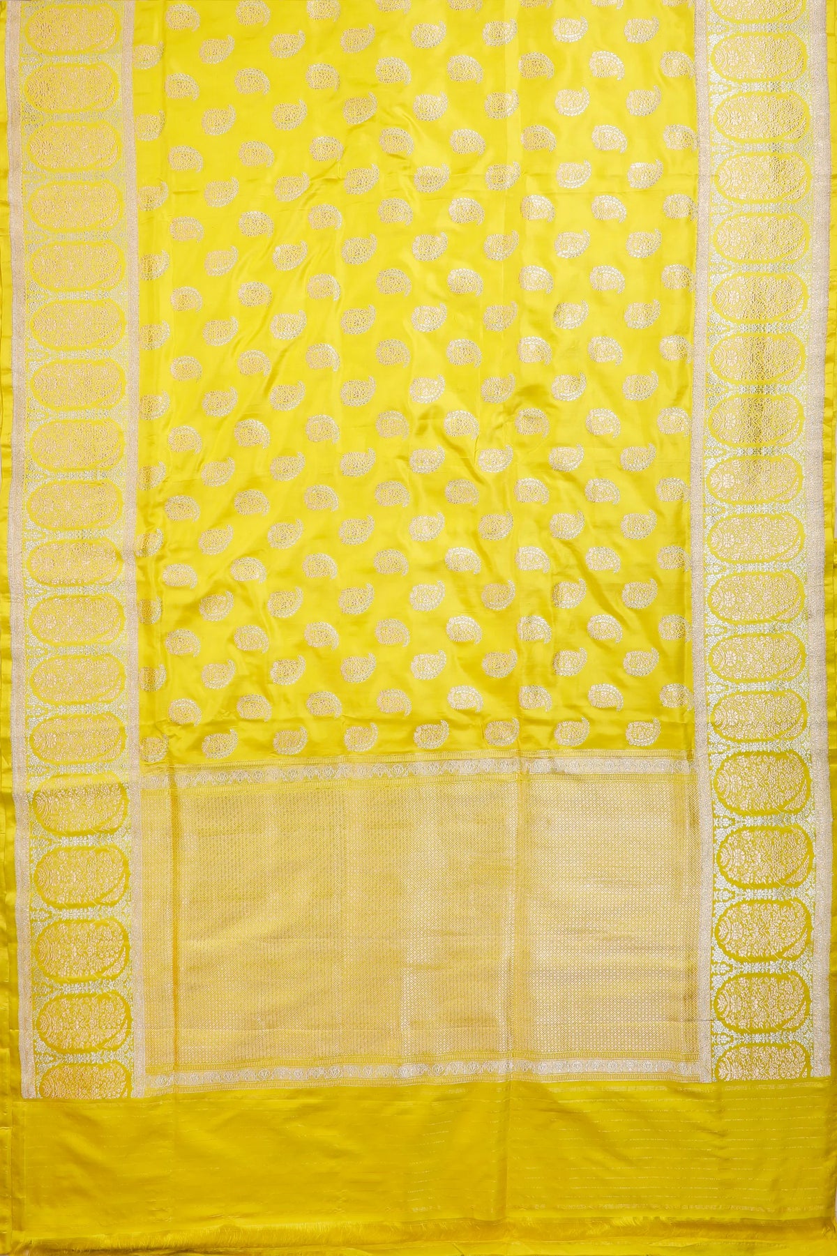 Neon Yellow Handloom Benarasi Katan Silk Saree