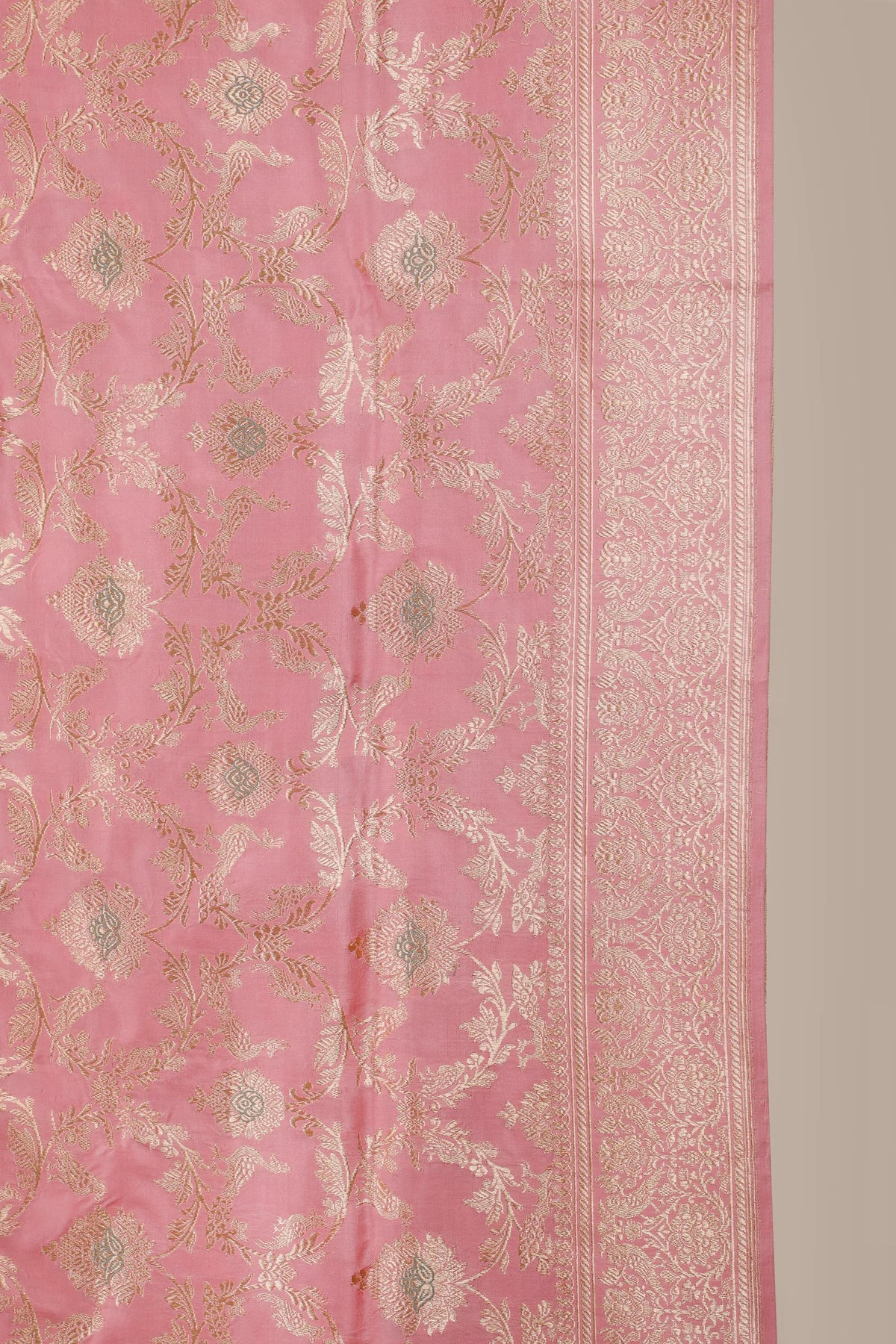Baby Pink Handloom Benarasi Katan Silk Saree - Kadhua Weaving