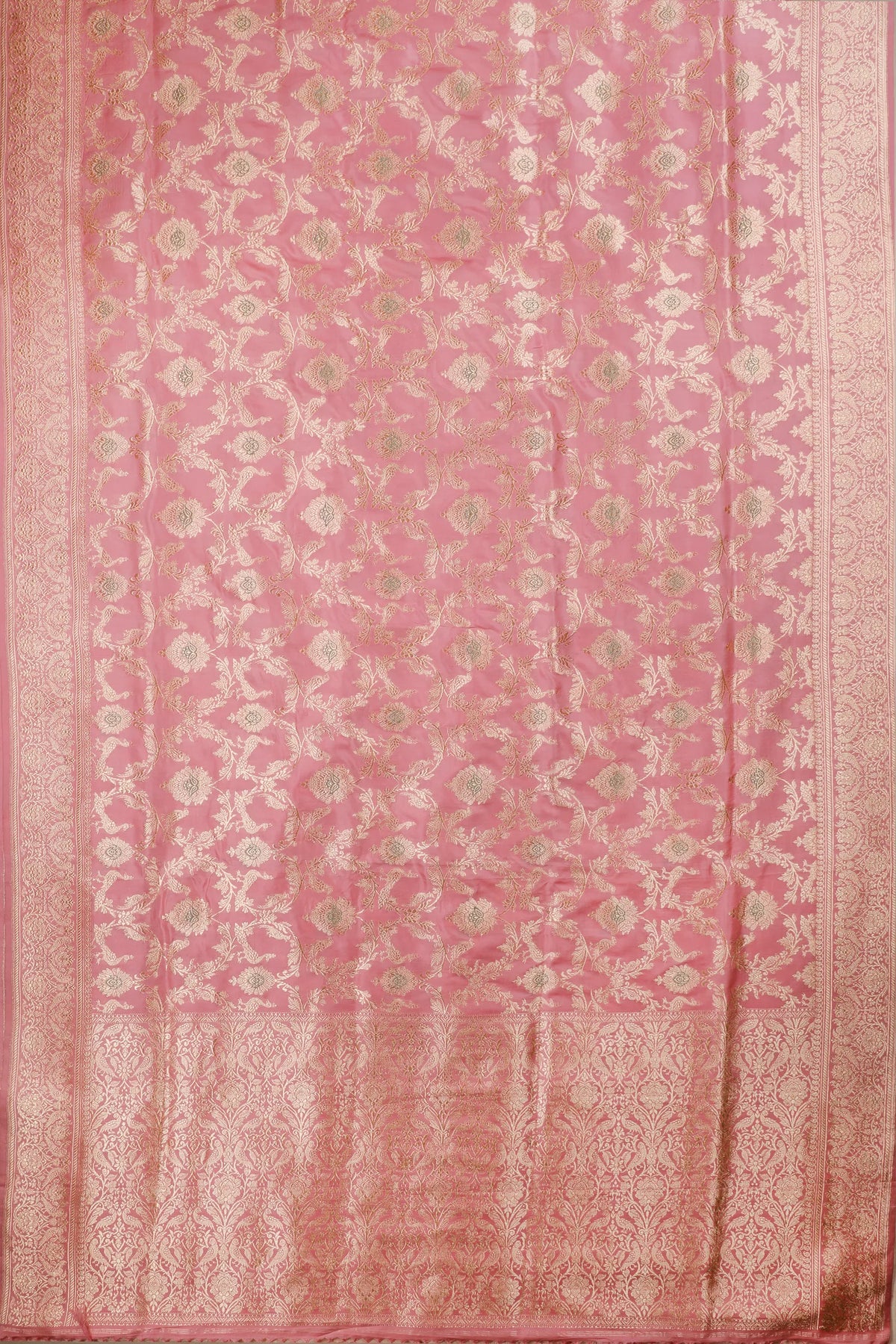Baby Pink Handloom Benarasi Katan Silk Saree - Kadhua Weaving
