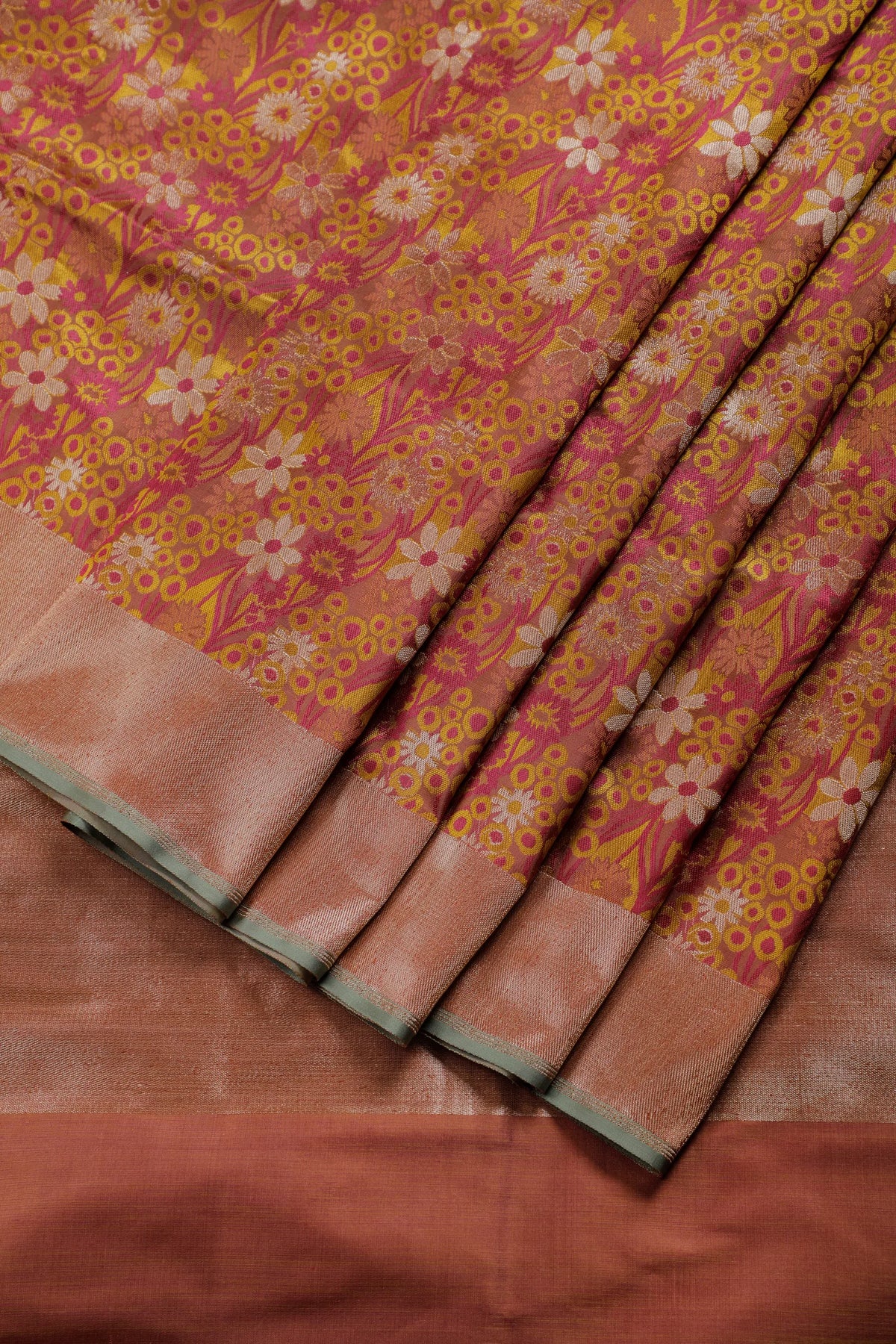 Brown Handloom Benarasi Pure Silk Saree in Kadhua Weave