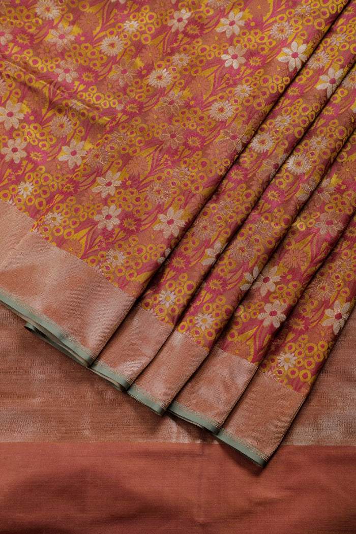 Brown Handloom Benarasi Pure Silk Saree in Kadhua Weave