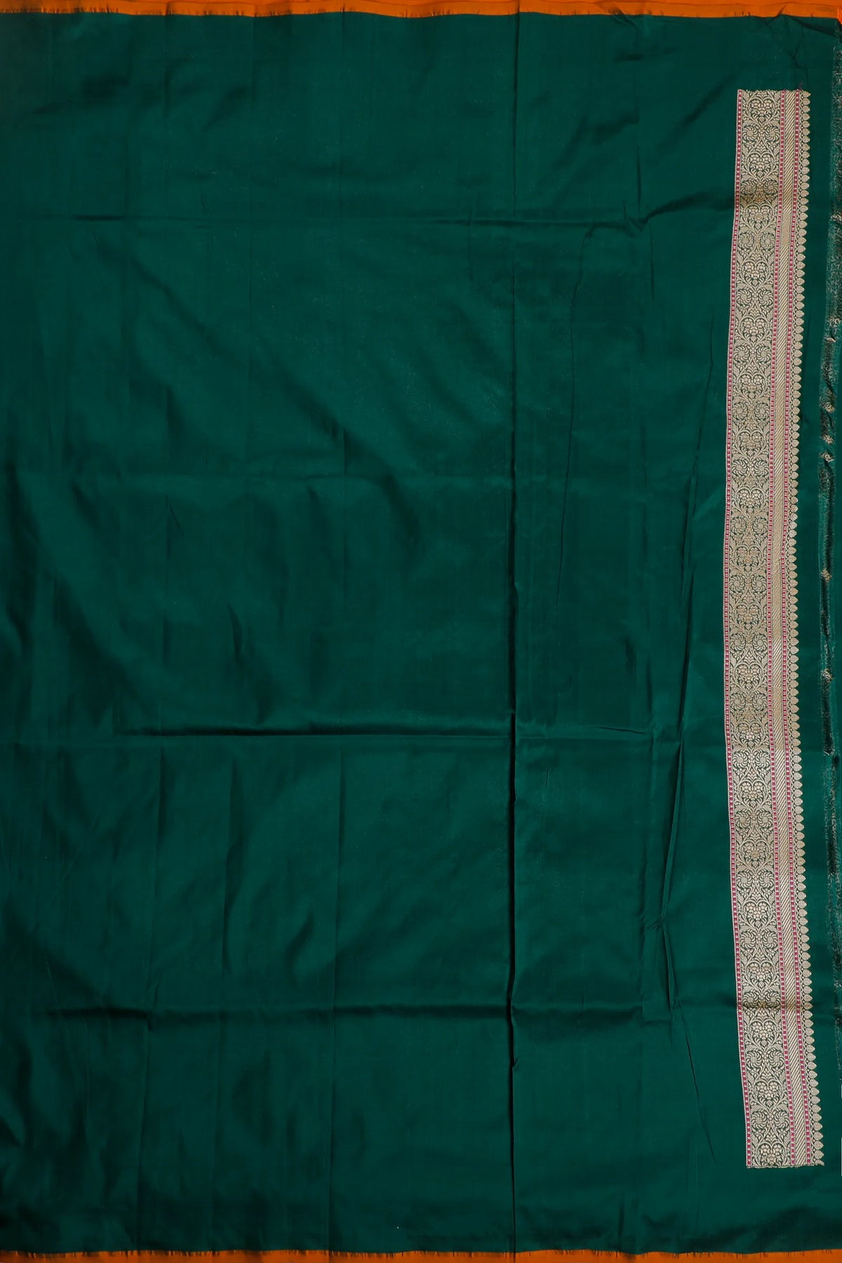 Emerald Green Handloom Benarasi Katan Silk Saree - Kadhua Weaving