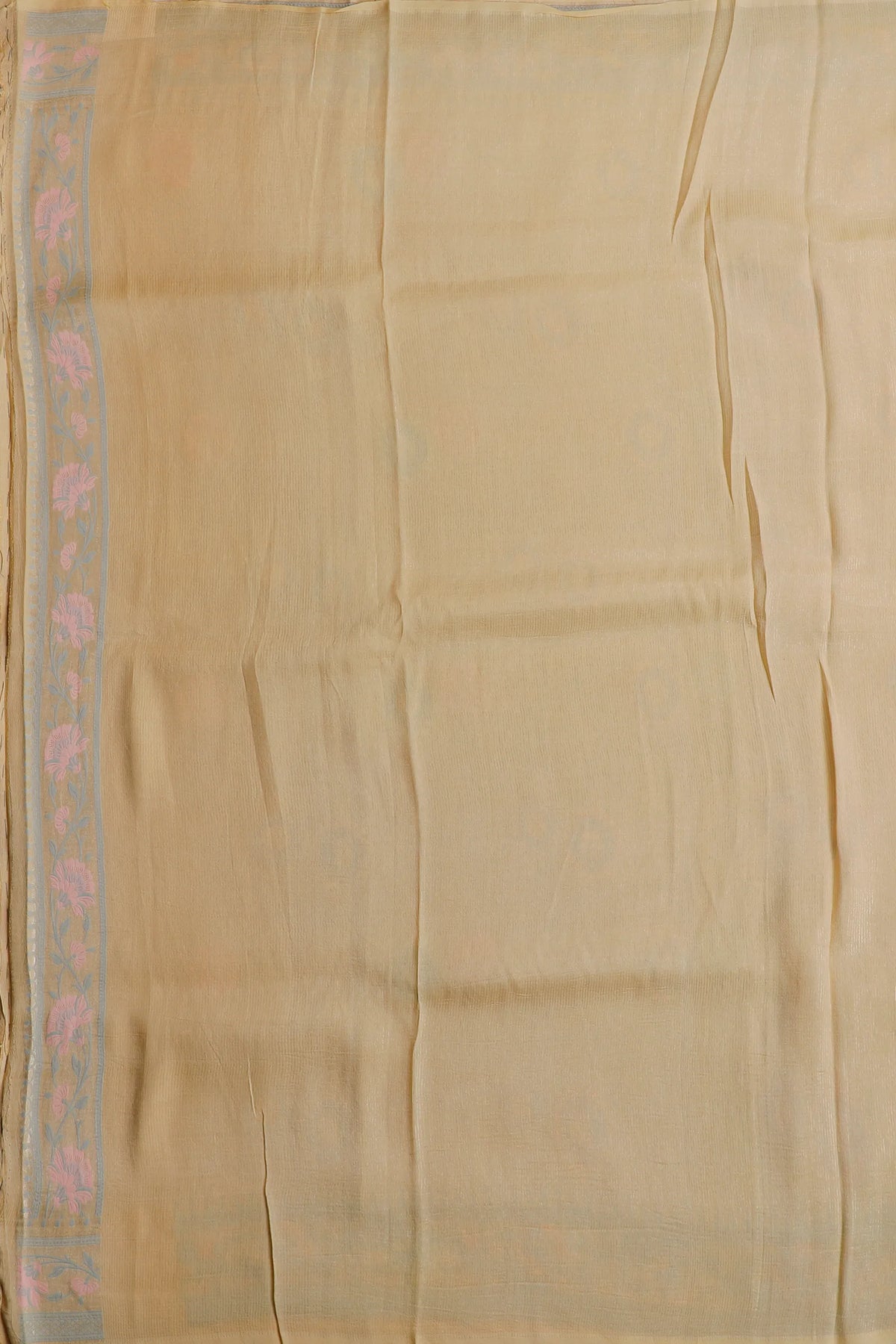 Cream Handloom Benarasi Tussar Moonga Pure Sillk Saree