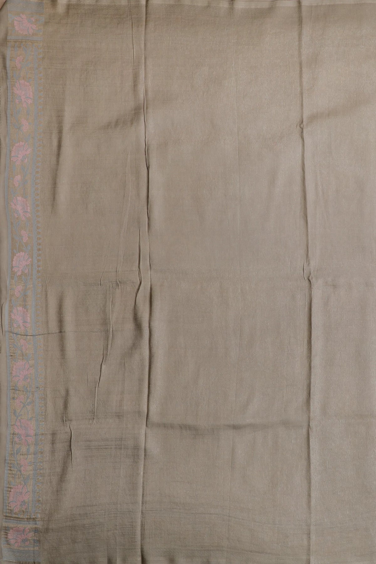 Slate Grey Handloom Benarasi Tussar Moonga Pure Sillk Saree