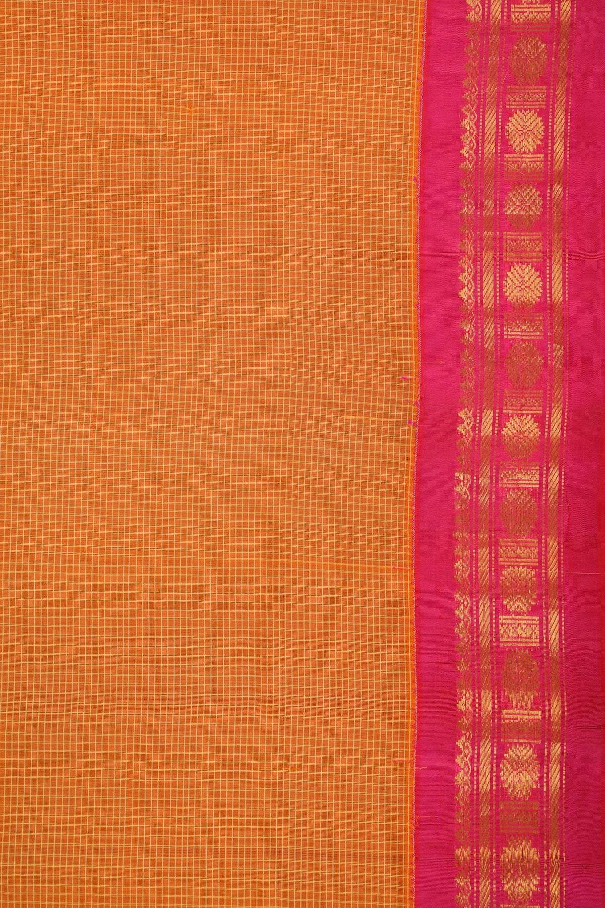 Mango Yellow Handloom Pure Silk Cotton (Sico) Gadwal Saree
