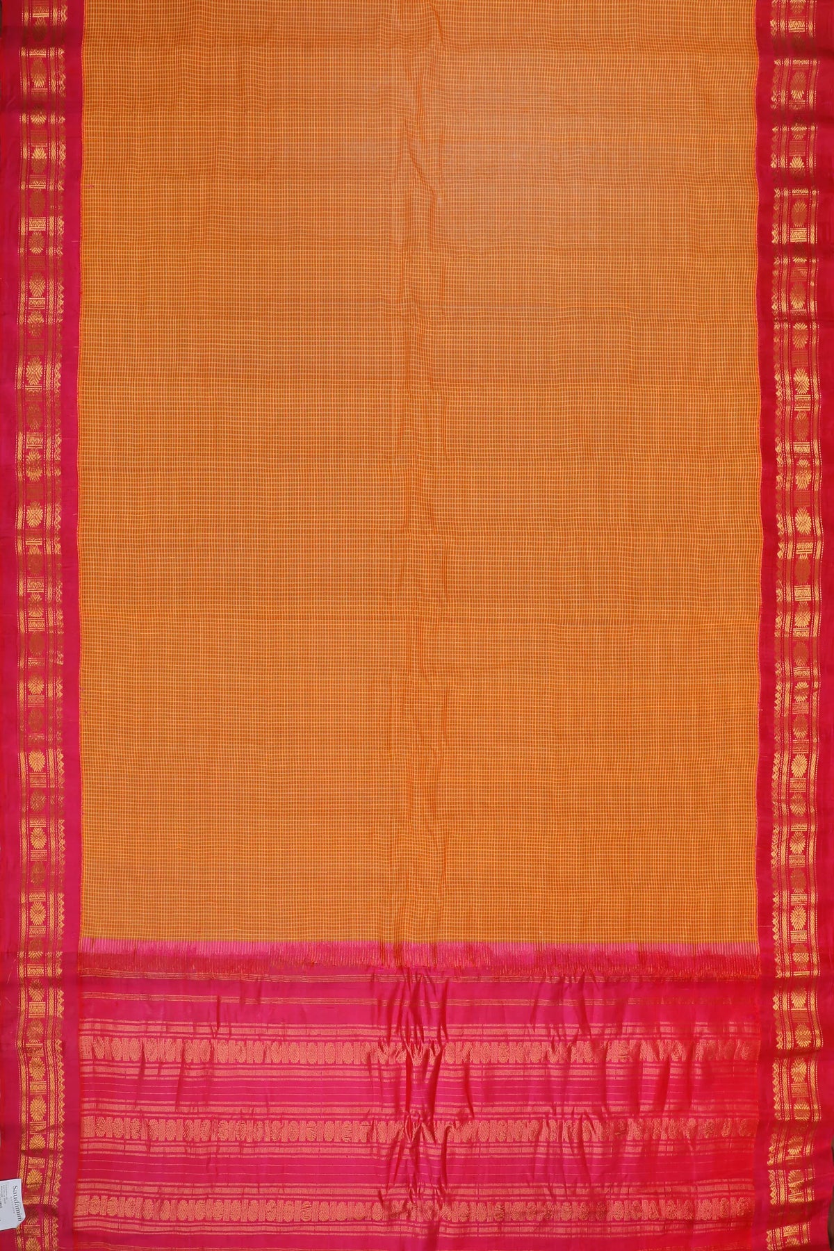 Mango Yellow Handloom Pure Silk Cotton (Sico) Gadwal Saree