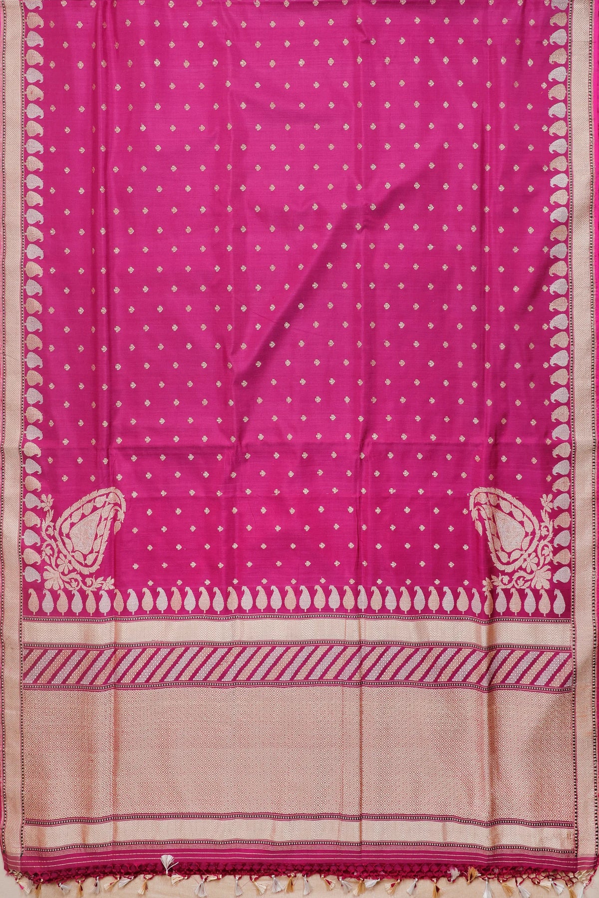 Magenta Katan and Spun Silk Benarasi Saree - Revival Design