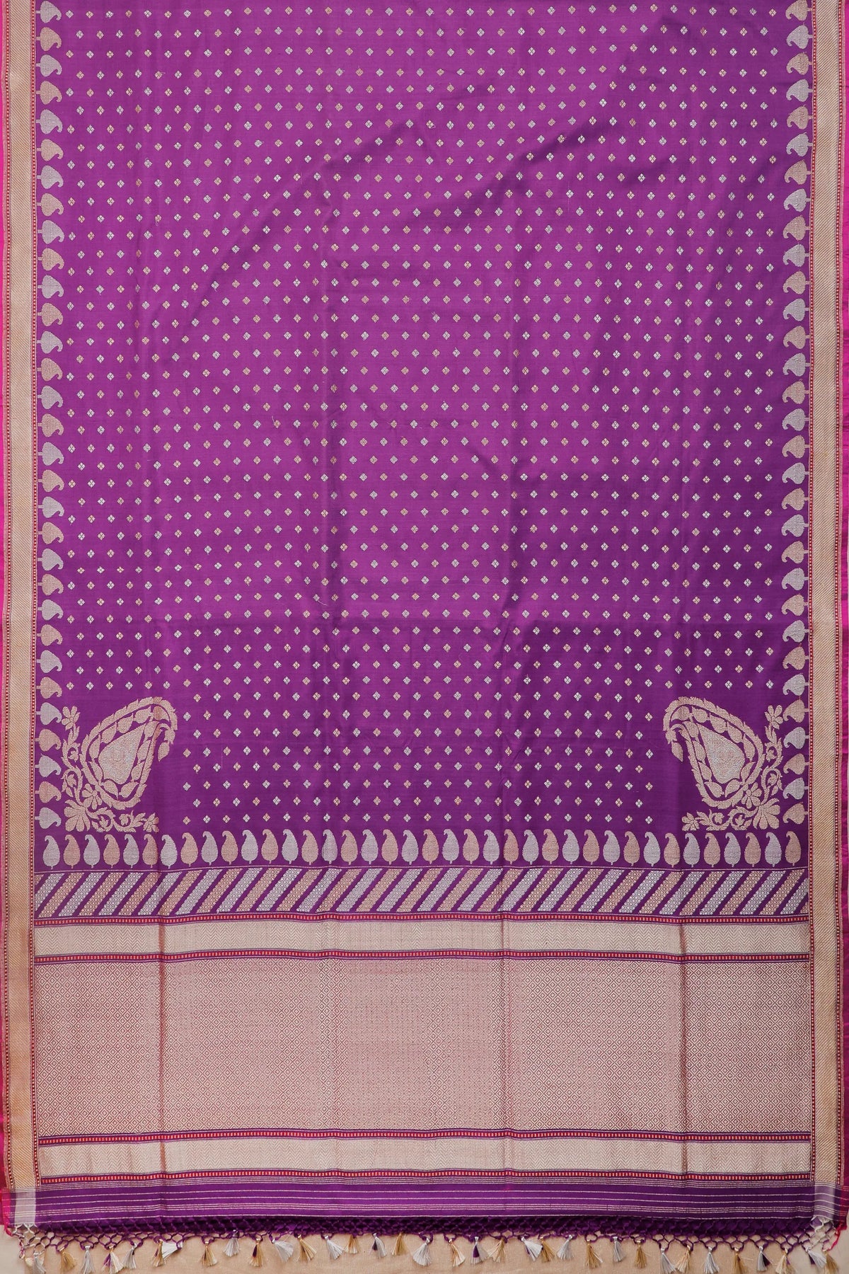 Purple Katan and Spun Silk Benarasi Saree - Revival Design