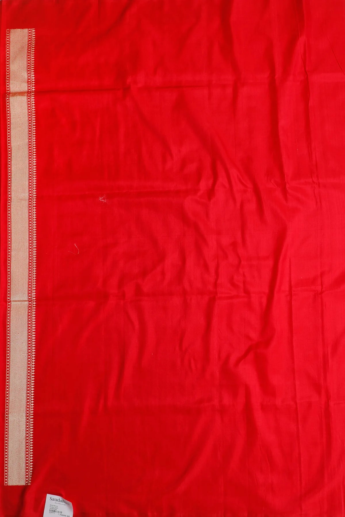 Red Handloom Real Zari Pure Silk Benarasi Saree - Revival Design
