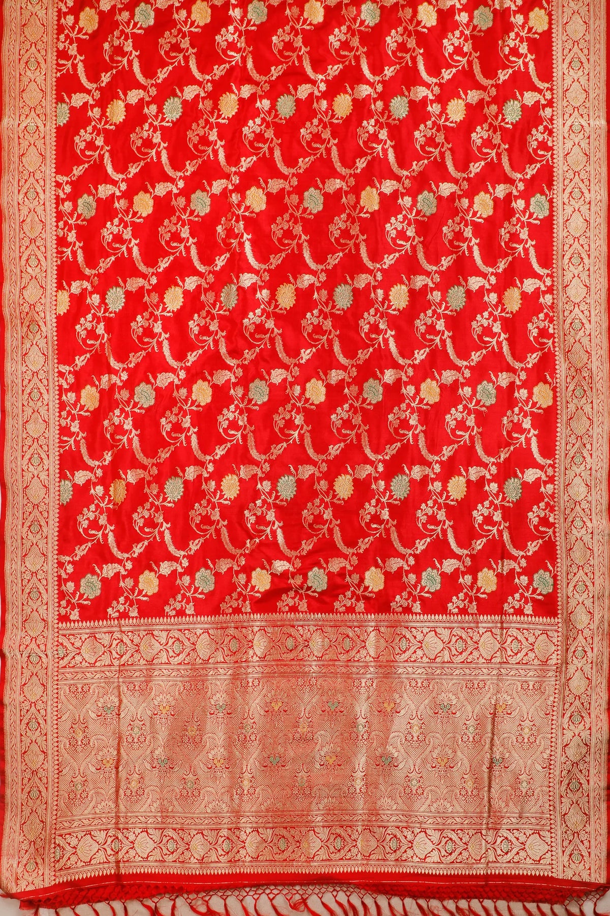 Red Handloom Benarasi Katan Silk Saree