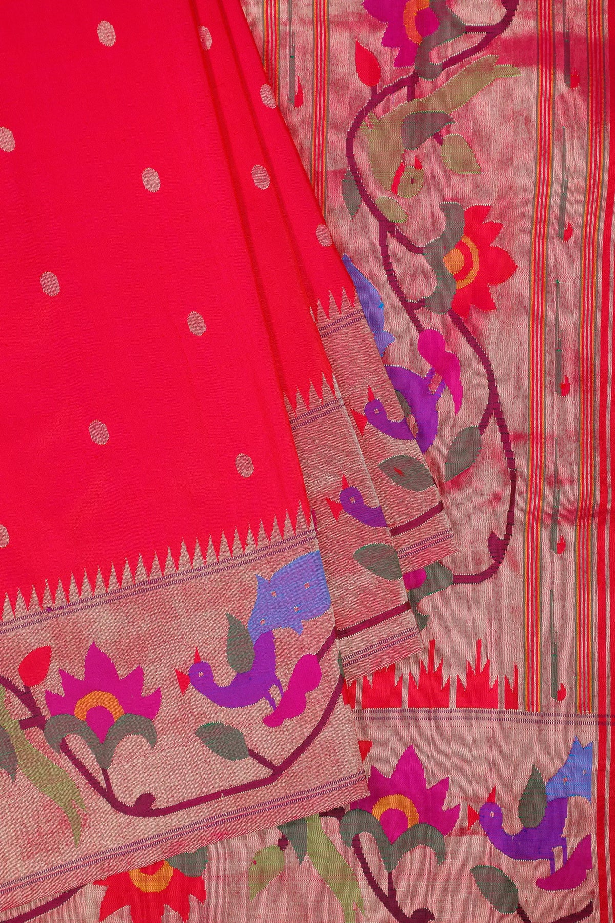 Dark Pink Handloom Pure Silk Paithani Saree with Brocade Border