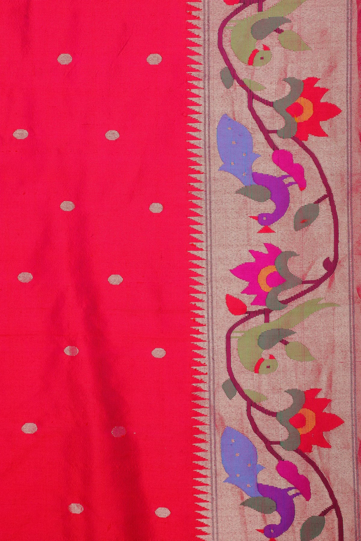 Dark Pink Handloom Pure Silk Paithani Saree with Brocade Border