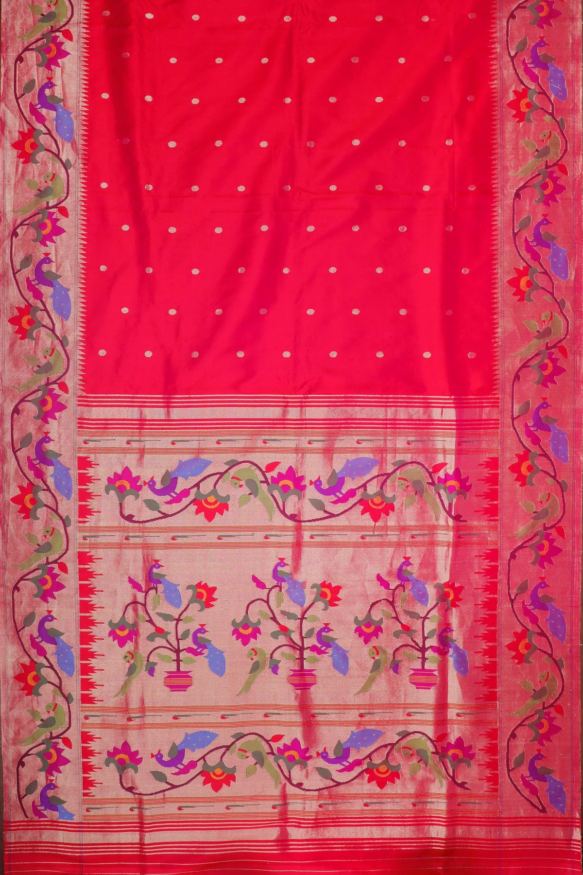 Dark Pink Handloom Pure Silk Paithani Saree with Brocade Border