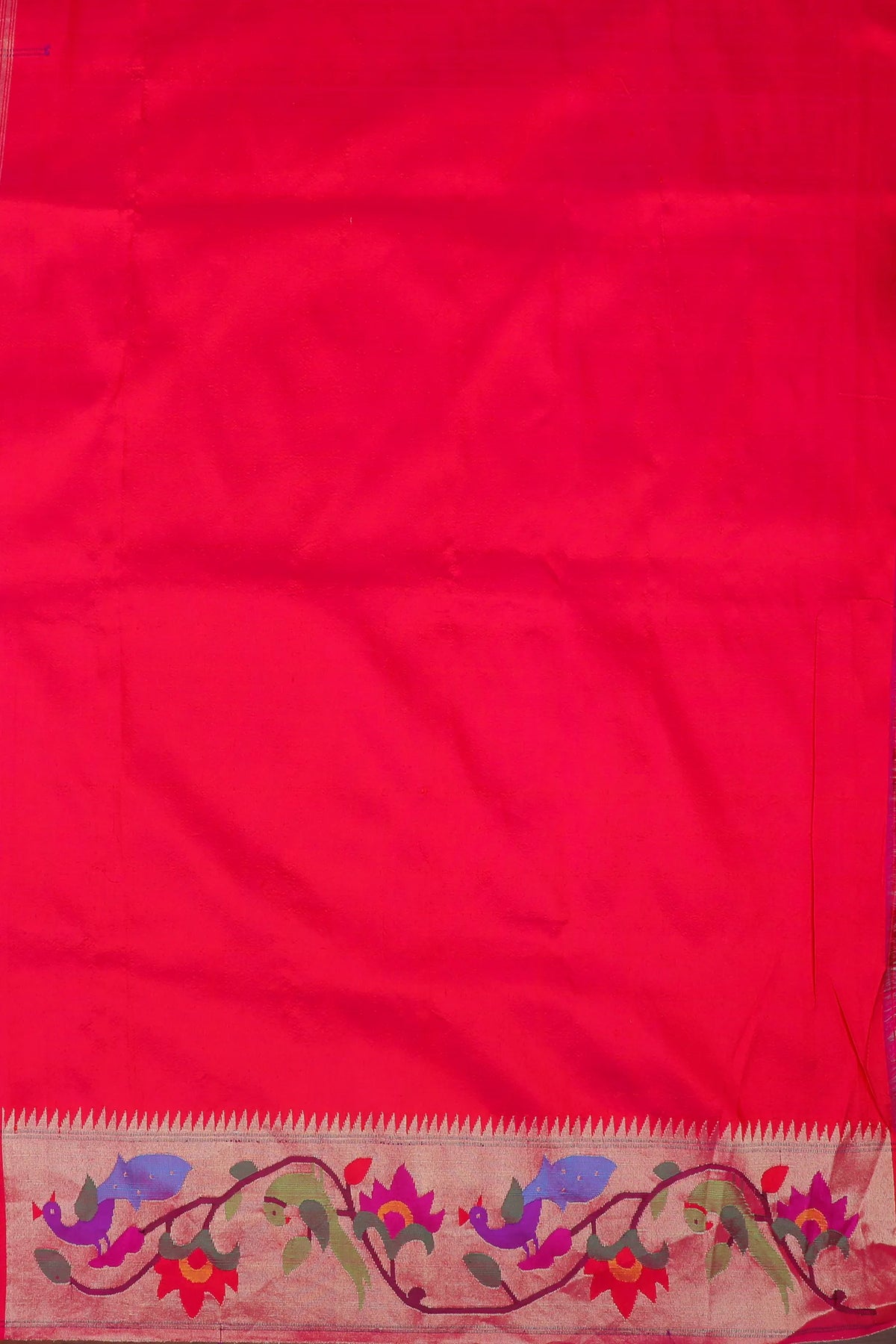 Dark Pink Handloom Pure Silk Paithani Saree with Brocade Border