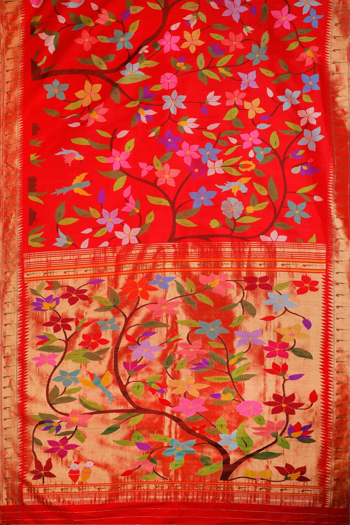 Red Pure Silk by Silk Handloom Paithani Saree with All Over Design