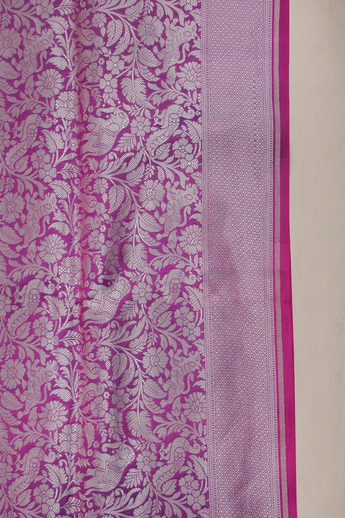 Purple Handloom Benarasi Katan Silk Saree - Shikargah Design