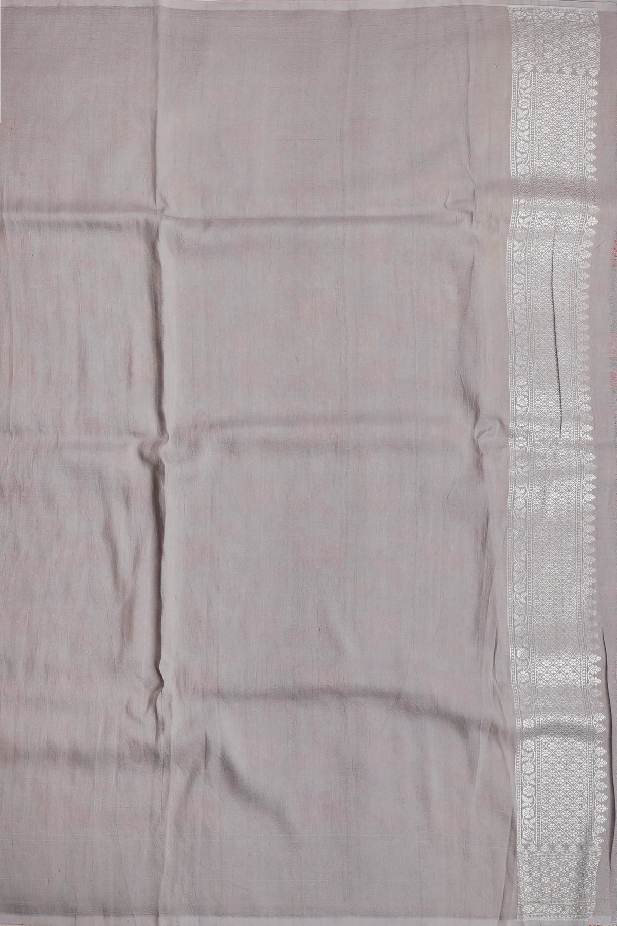 Grey Handloom Benarasi Tussar Moonga Pure Sillk Saree