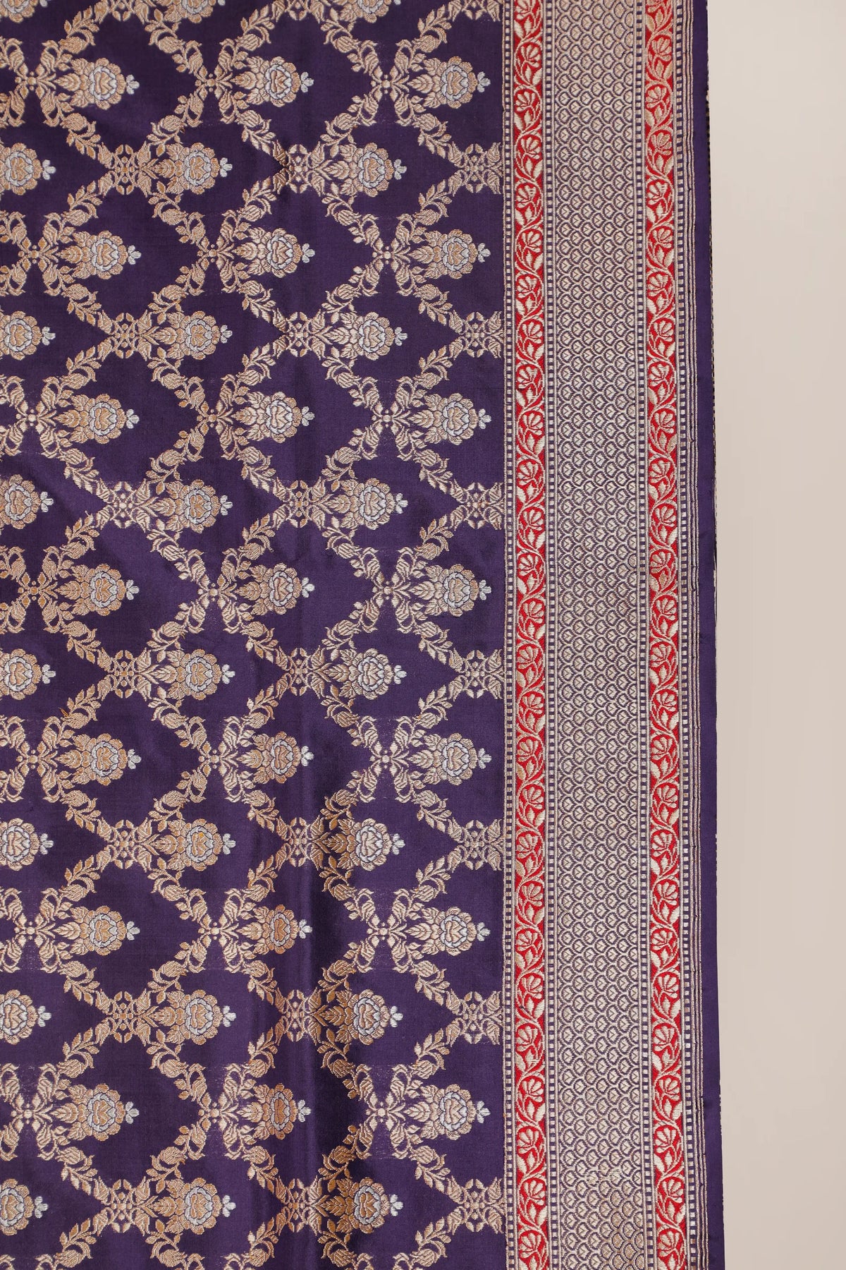 Purple Real Zari Pure Silk Benarasi Saree - Revival Design
