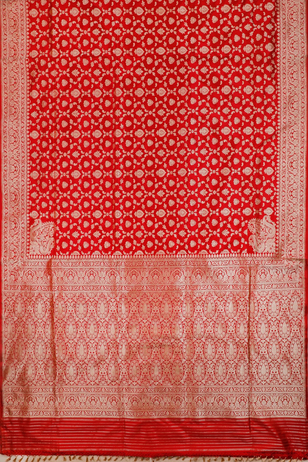 Red Handloom Real Zari Pure Silk Benarasi Saree