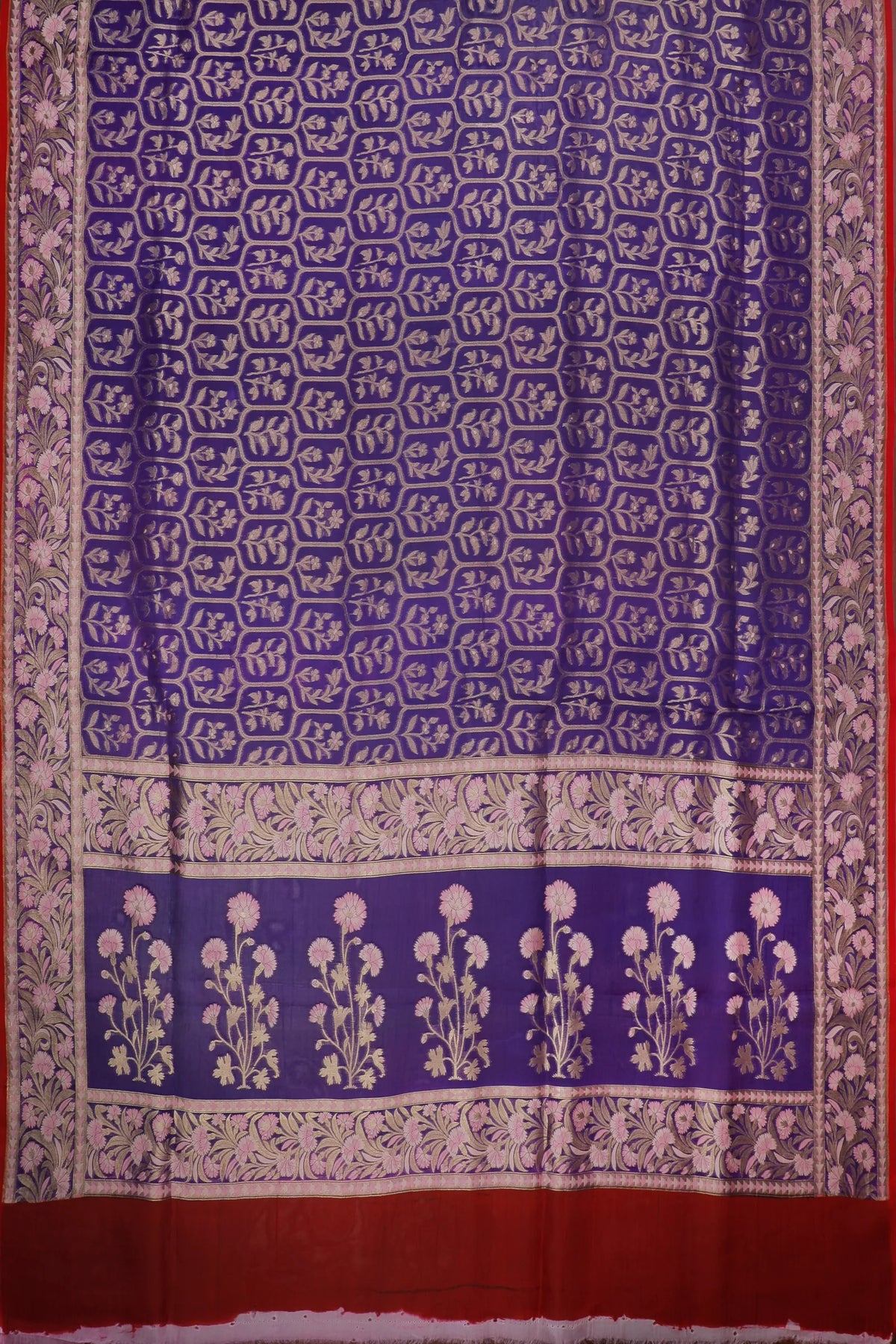 Purple Handloom Benarasi Kora Silk Saree
