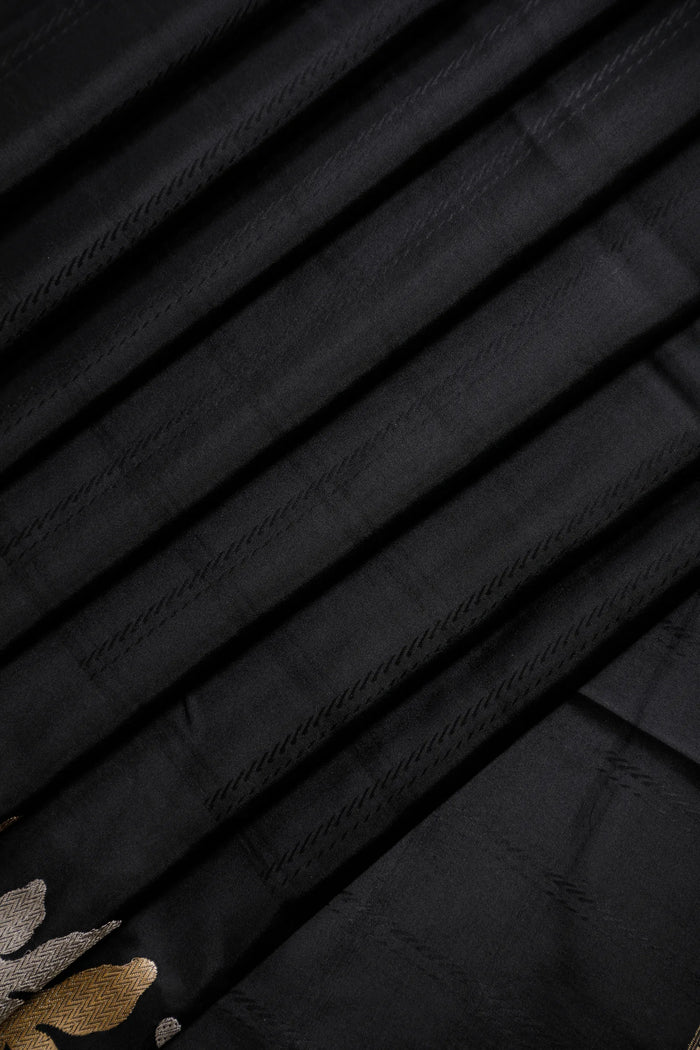 Black Benarasi Katan Pure Silk Saree