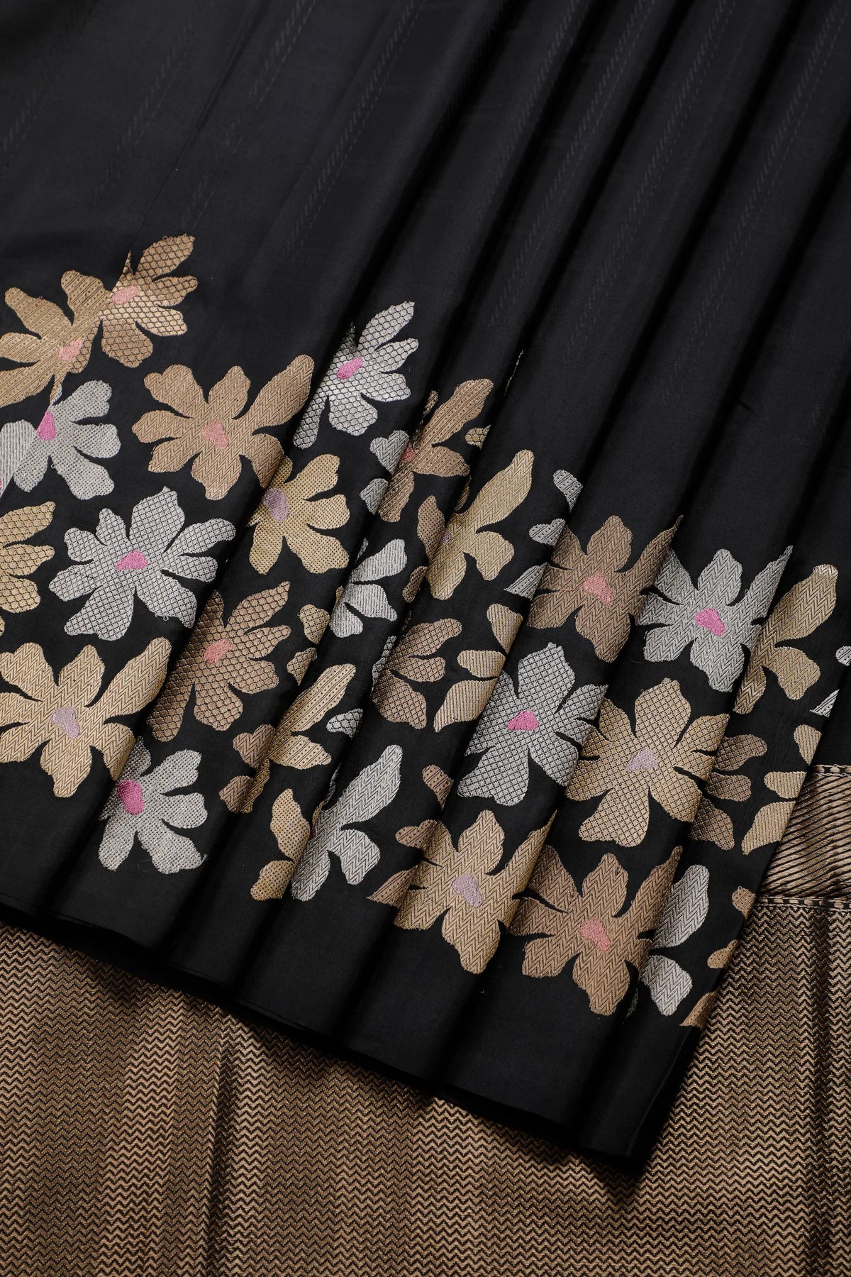 Black Benarasi Katan Pure Silk Saree