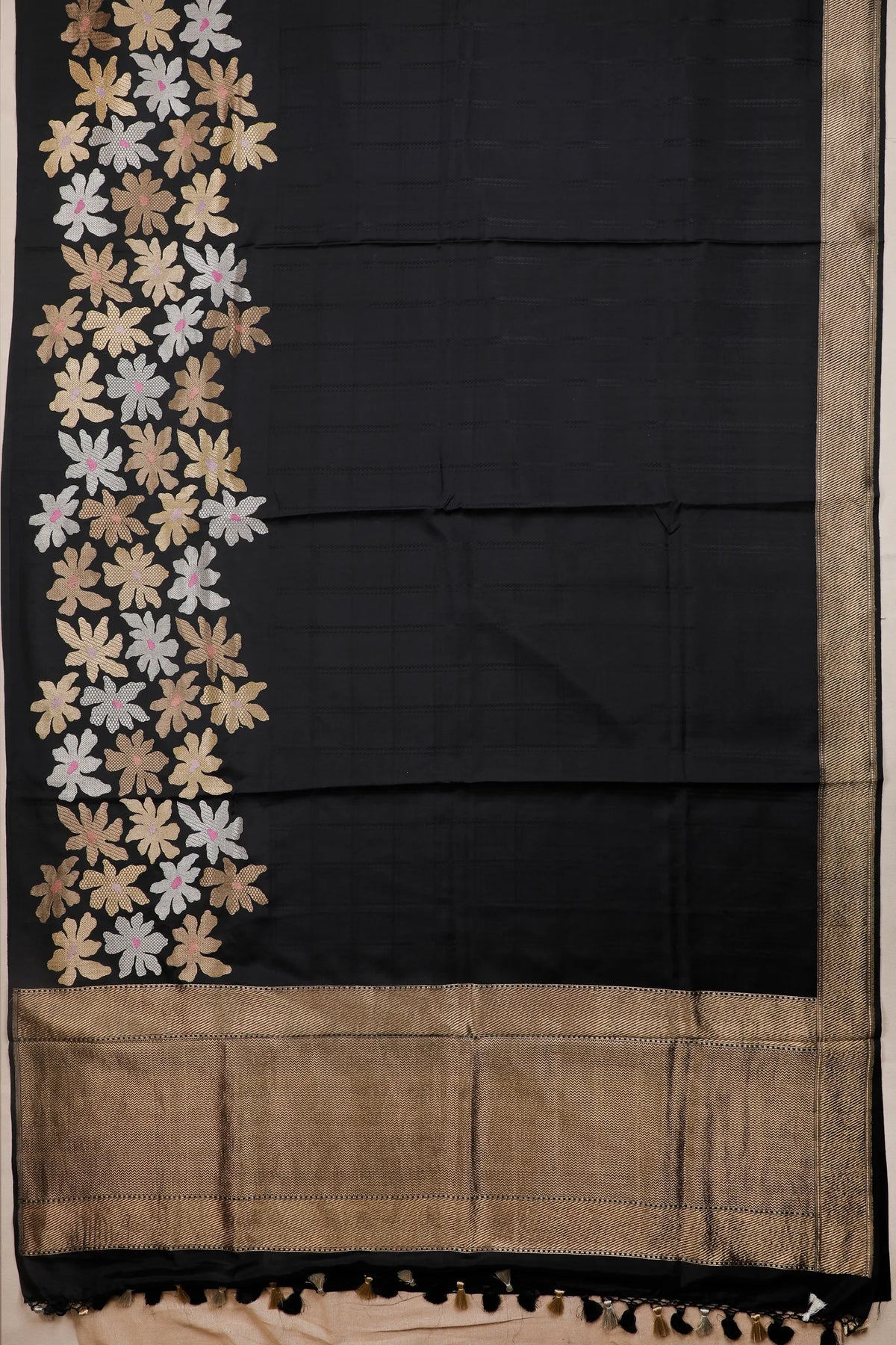 Black Benarasi Katan Pure Silk Saree