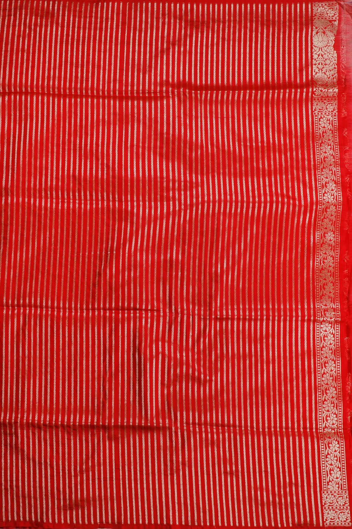 Red Handloom Benarasi Katan Silk Saree with Paisley Design