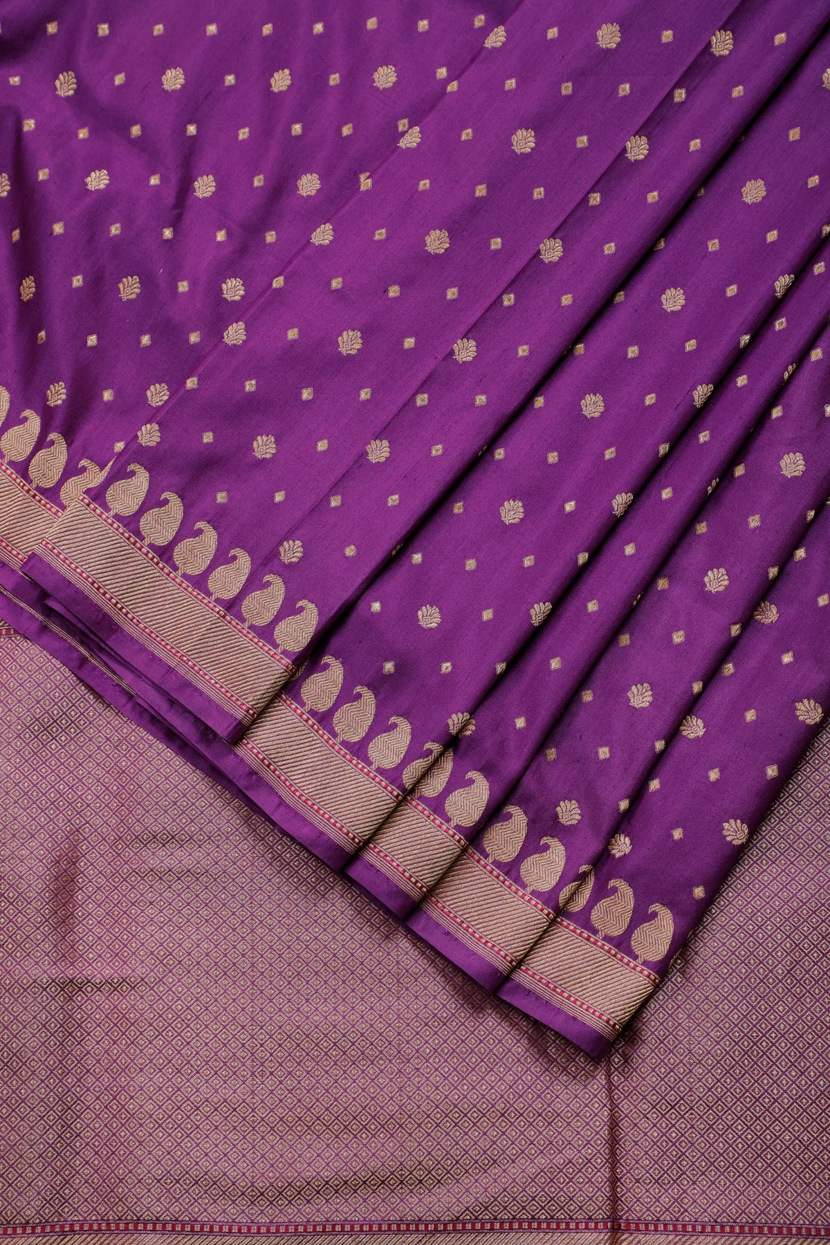 Purple Katan and Spun Silk Benarasi Saree - Revival Design