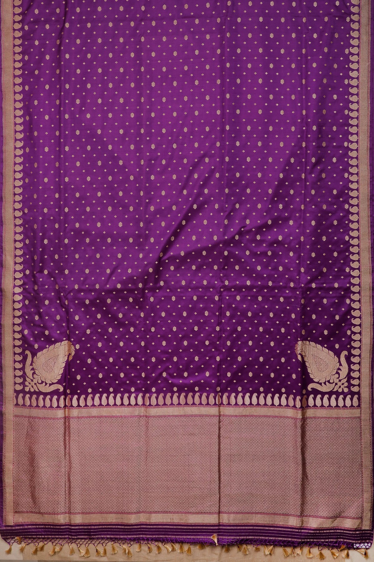 Purple Katan and Spun Silk Benarasi Saree - Revival Design
